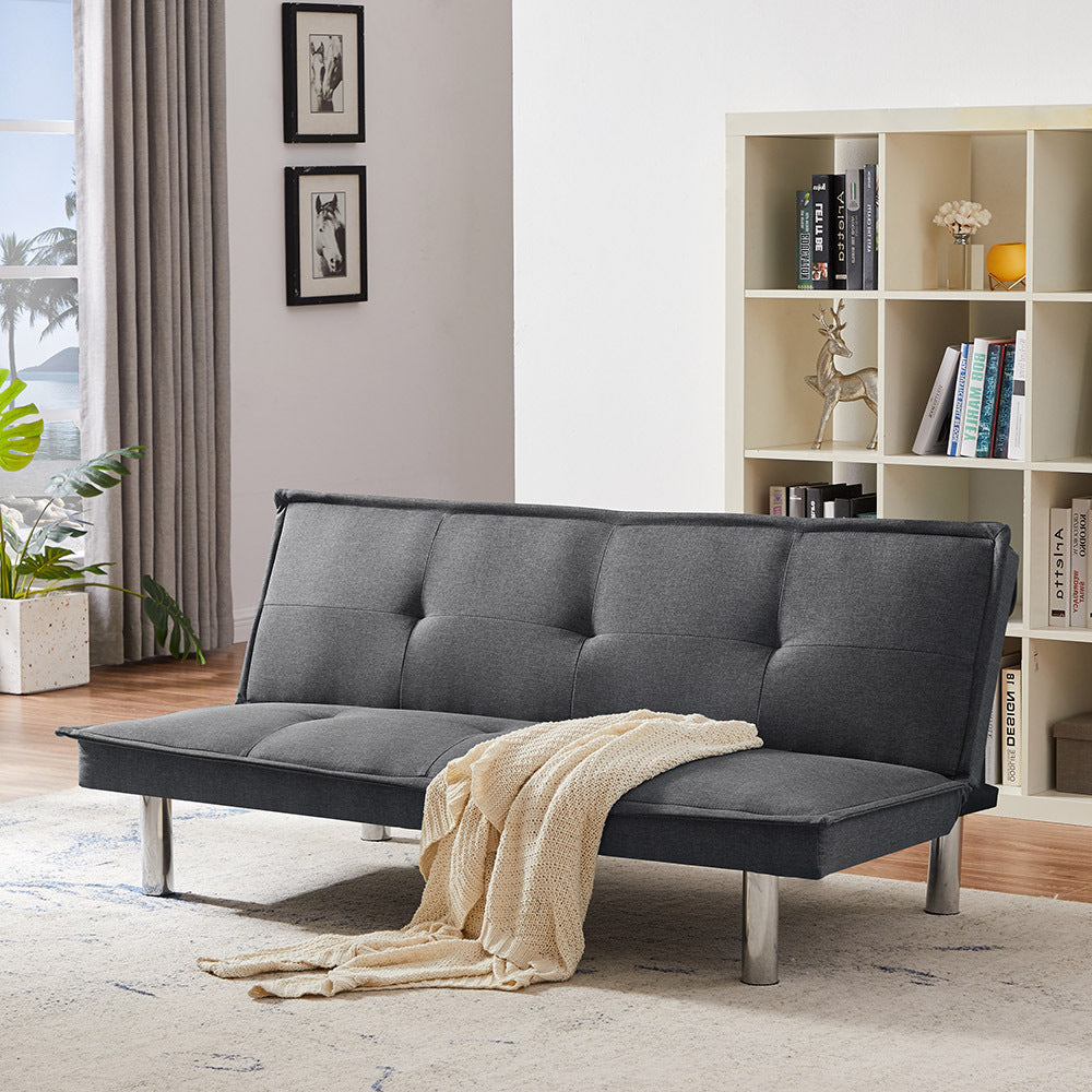 Grey Fabric Sofa Bed , Convertible Folding Futon Sofa Bed Sleeper for Home Living Room . - Atlantic Fine Furniture Inc