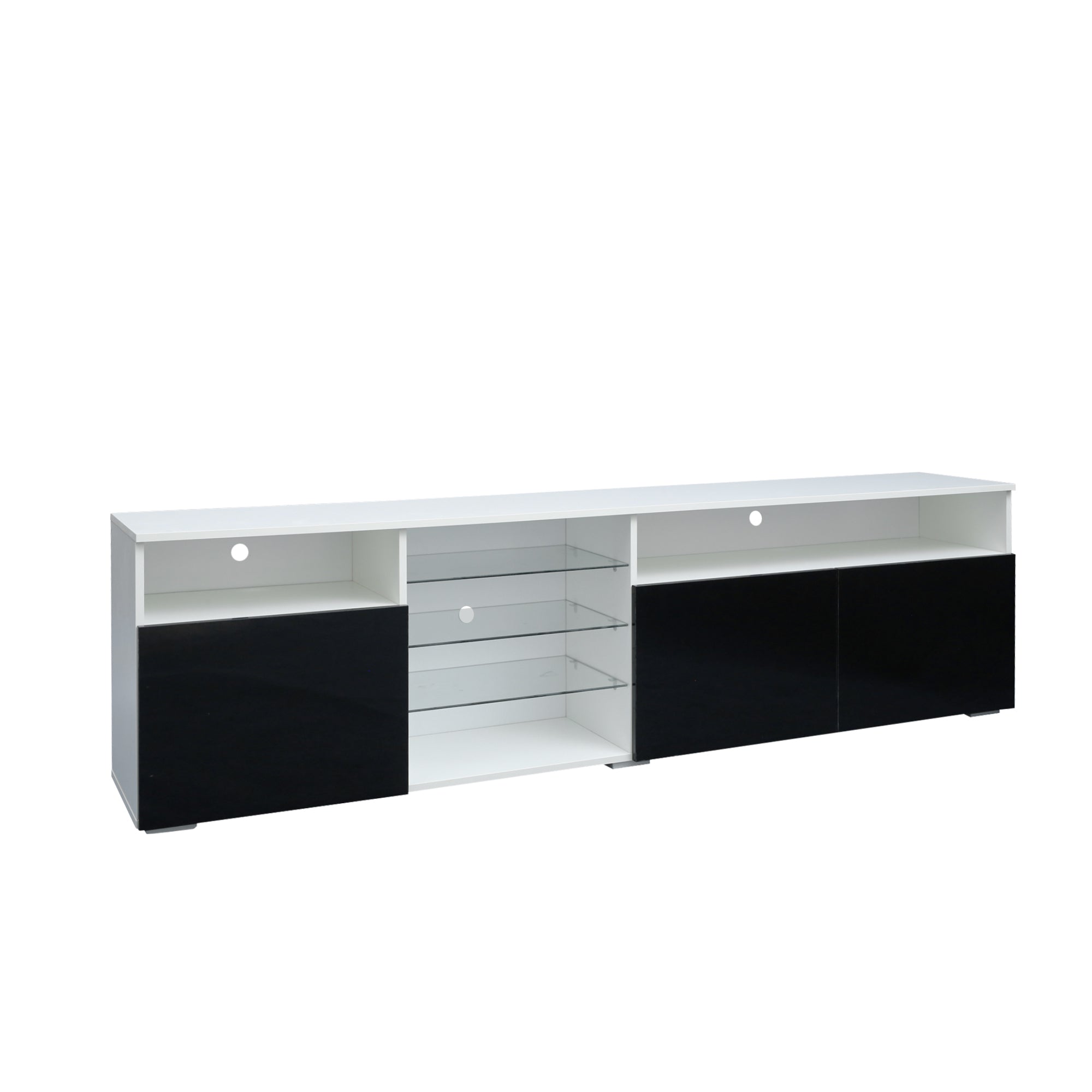 TV Stand High Gloss Doors Modern TV Stand LED(White/Black) - Atlantic Fine Furniture Inc