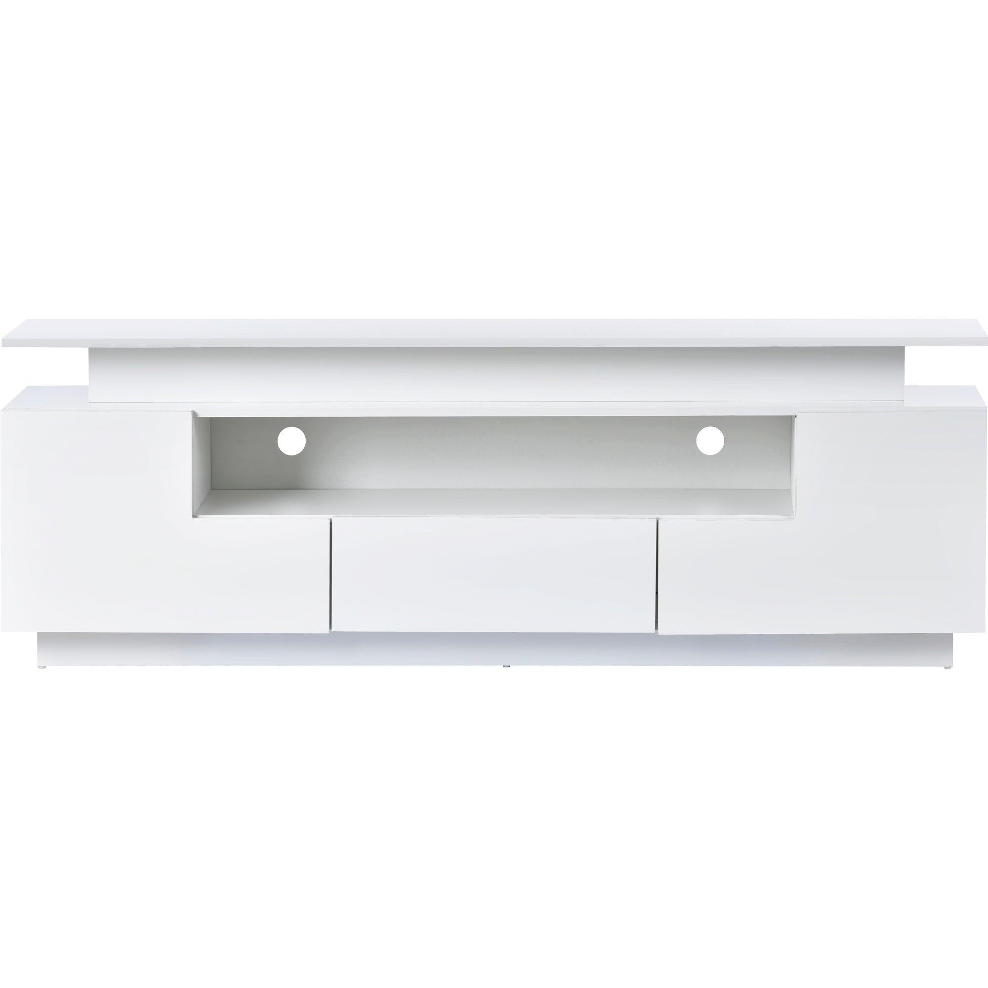 ON-TREND Modern, Stylish Functional TV stand with Color Changing LED Lights, Universal Entertainment Center, High Gloss TV Cabinet for 75+ inch TV, White - Atlantic Fine Furniture Inc