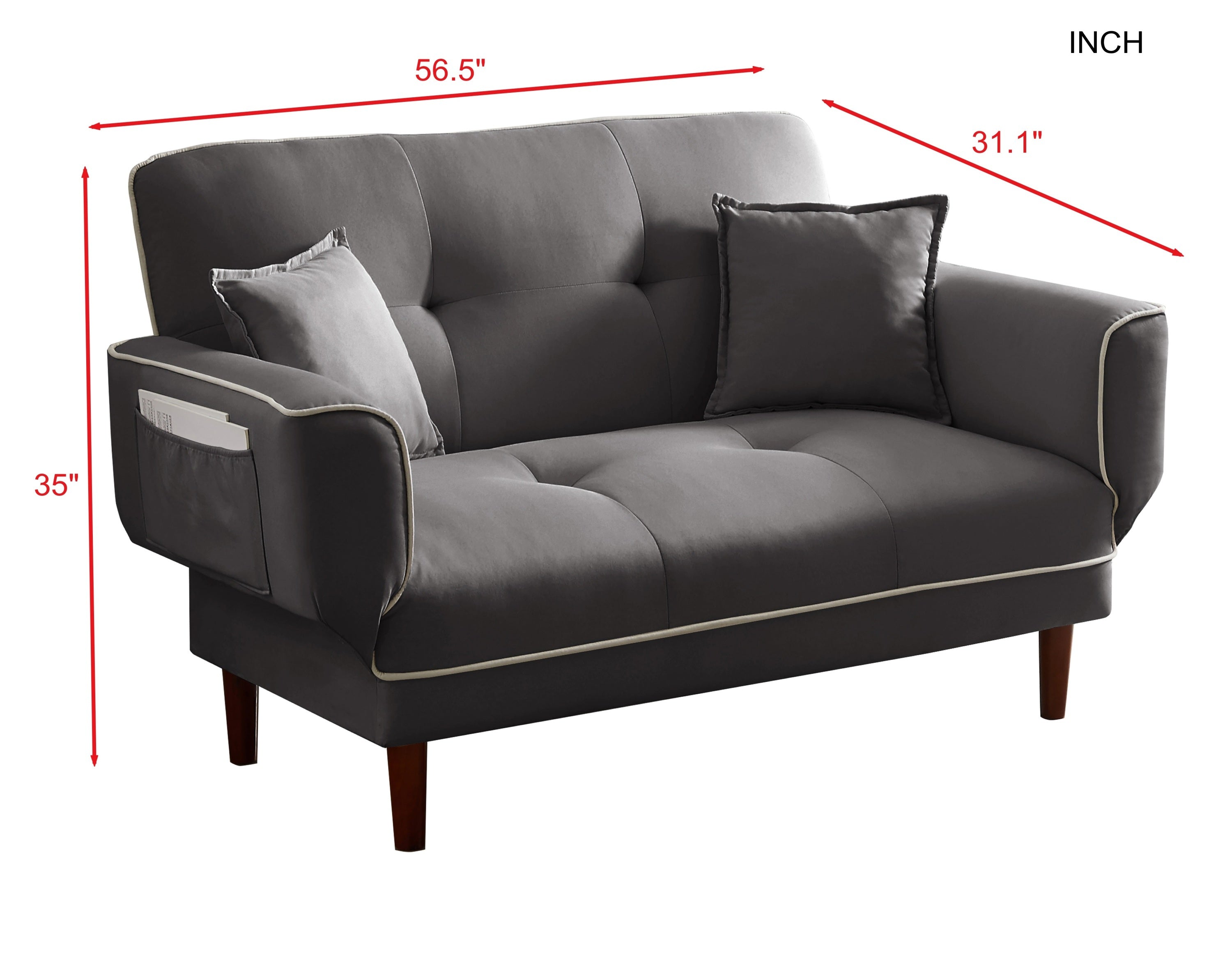 RELAX LOUNGE SOFA BED SLEEPER WITH 2 PILLOWS GREY FABRIC - Atlantic Fine Furniture Inc
