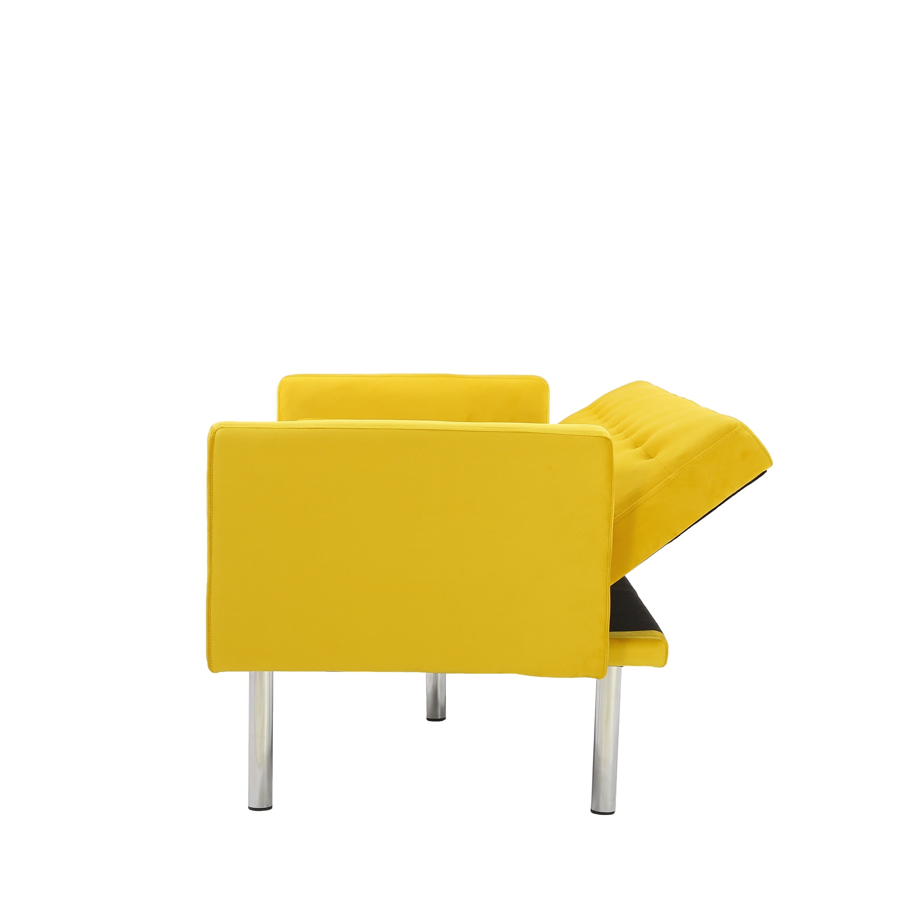 Square arm sleeper sofa Yellow Velvet ***Not available for sale on Walmart*** - Atlantic Fine Furniture Inc