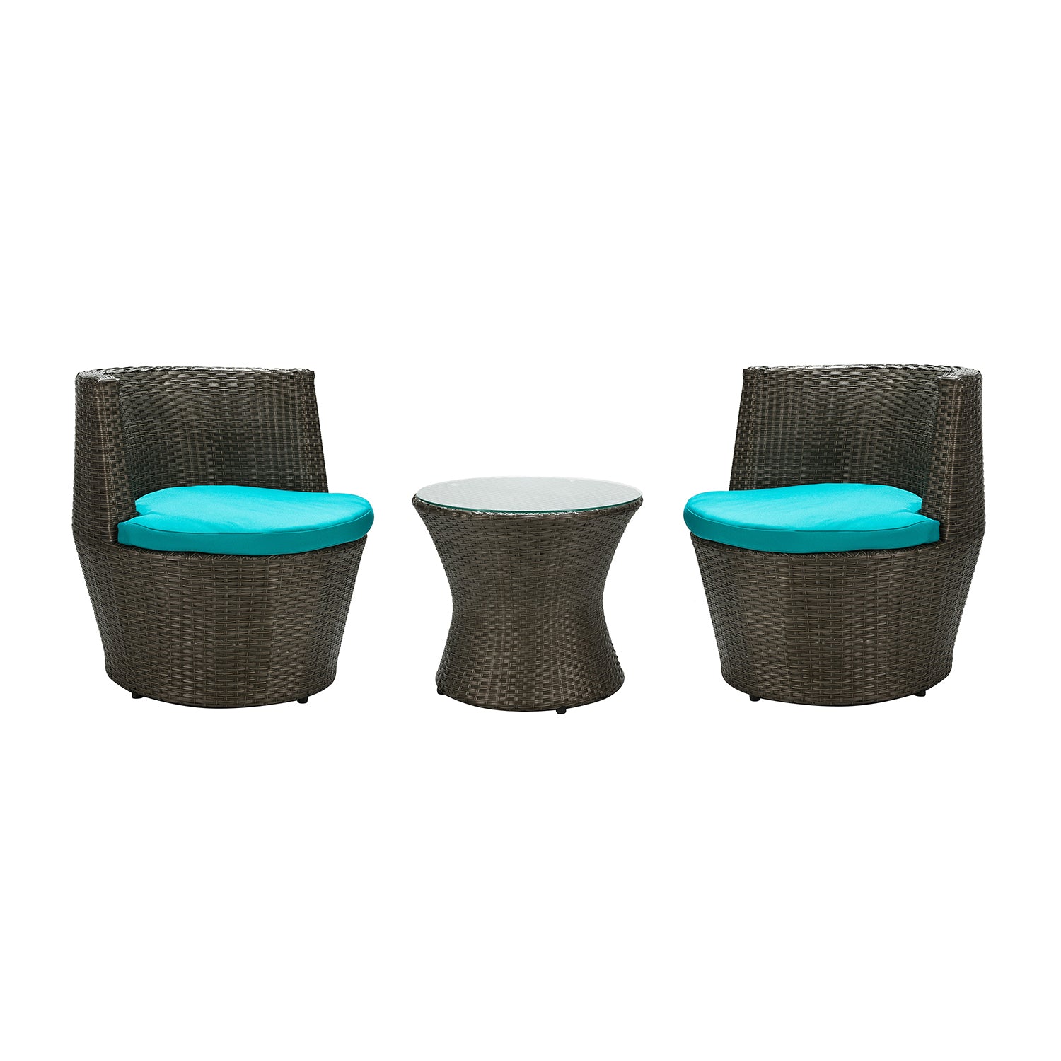 Outdoor Patio Bistro Table Set 3 Piece Rattan Seating Group with Cushions - Atlantic Fine Furniture Inc