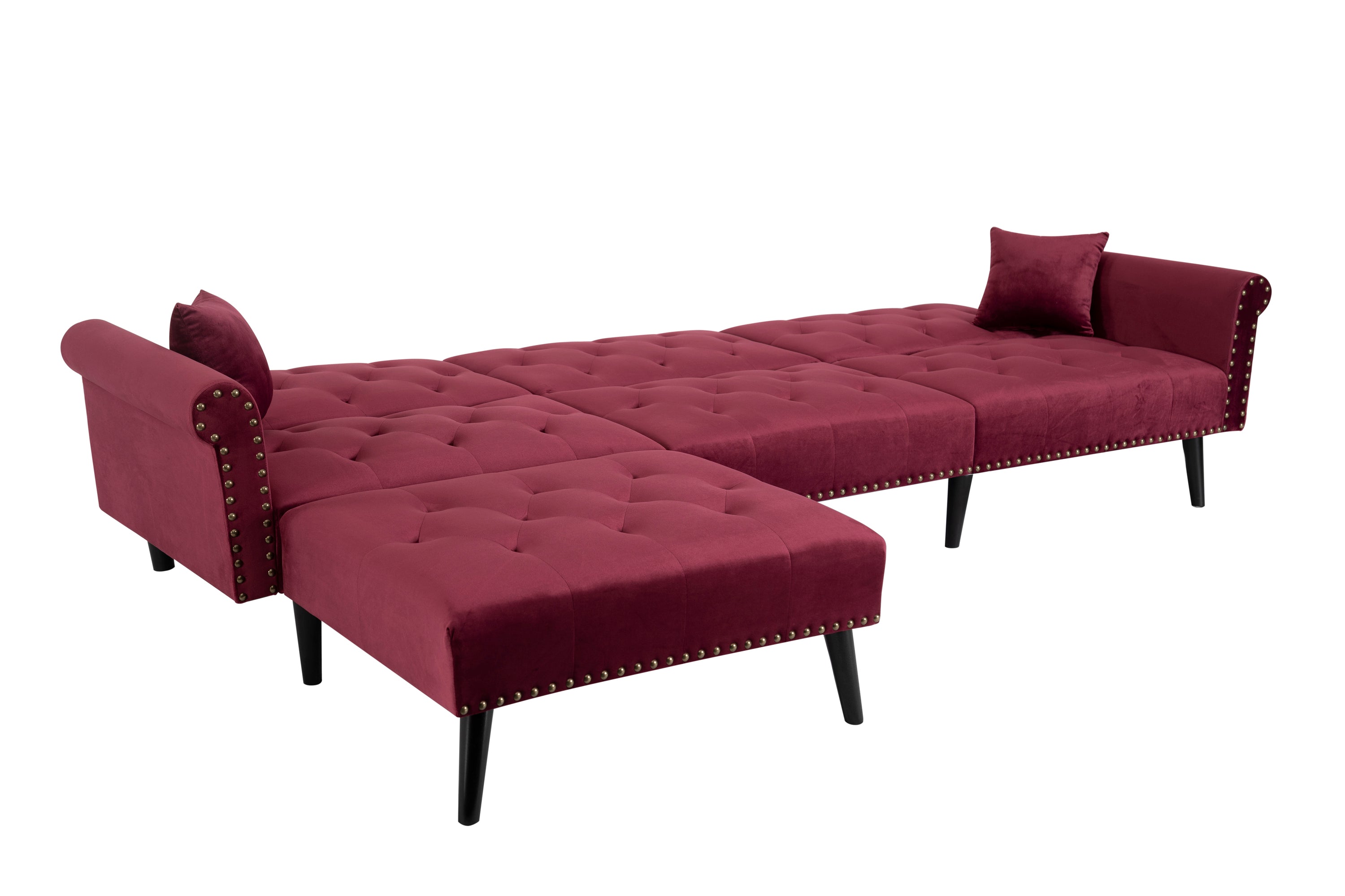 Convertible Sofa bed sleeper red velvet(W223S00006、W223S00458、W223S00873) - Atlantic Fine Furniture Inc