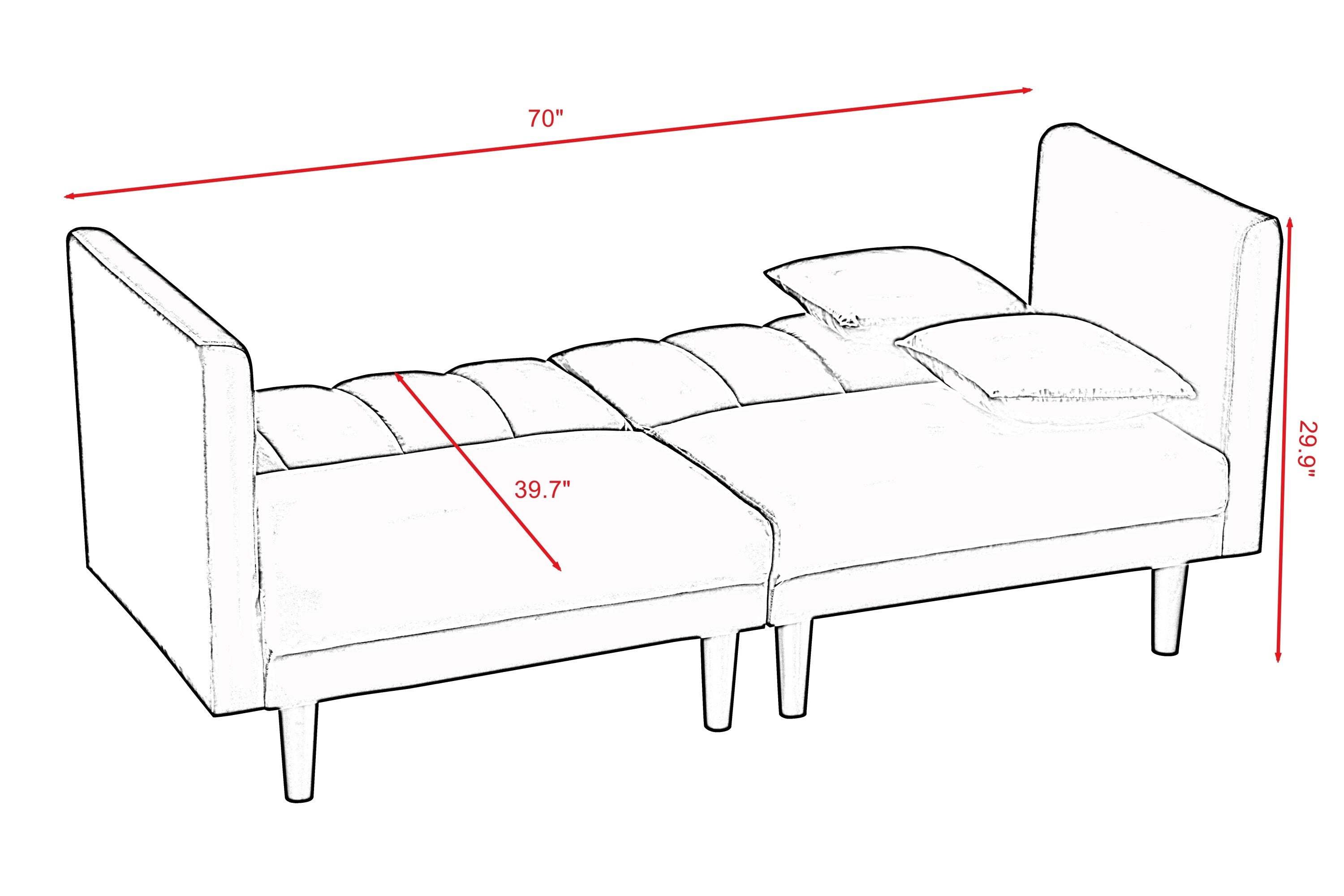 FUTON SOFA SLEEPER GREEN VELVET PLASTIC LEGS(same as W223S01331) - Atlantic Fine Furniture Inc