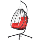 Egg Chair with Stand Indoor Outdoor Swing Chair Patio Wicker Hanging Egg Chair Hanging Basket Chair Hammock Chair with Stand for Bedroom Living Room Balcony - Atlantic Fine Furniture Inc