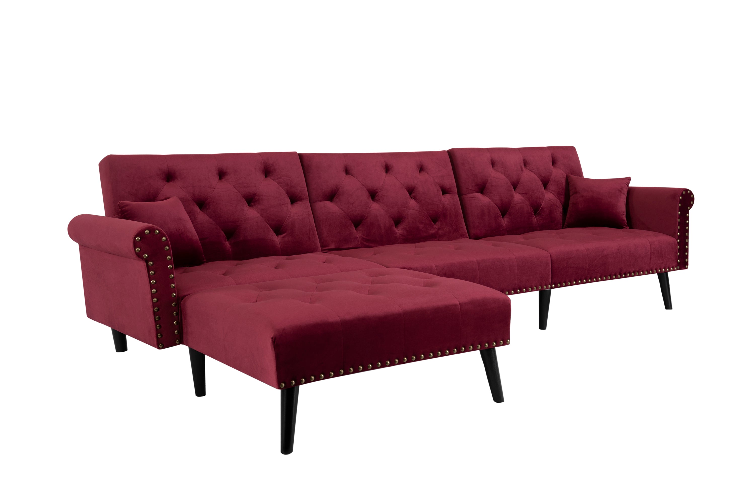 Convertible Sofa bed sleeper red velvet(W223S00006、W223S00712、W223S00458) - Atlantic Fine Furniture Inc