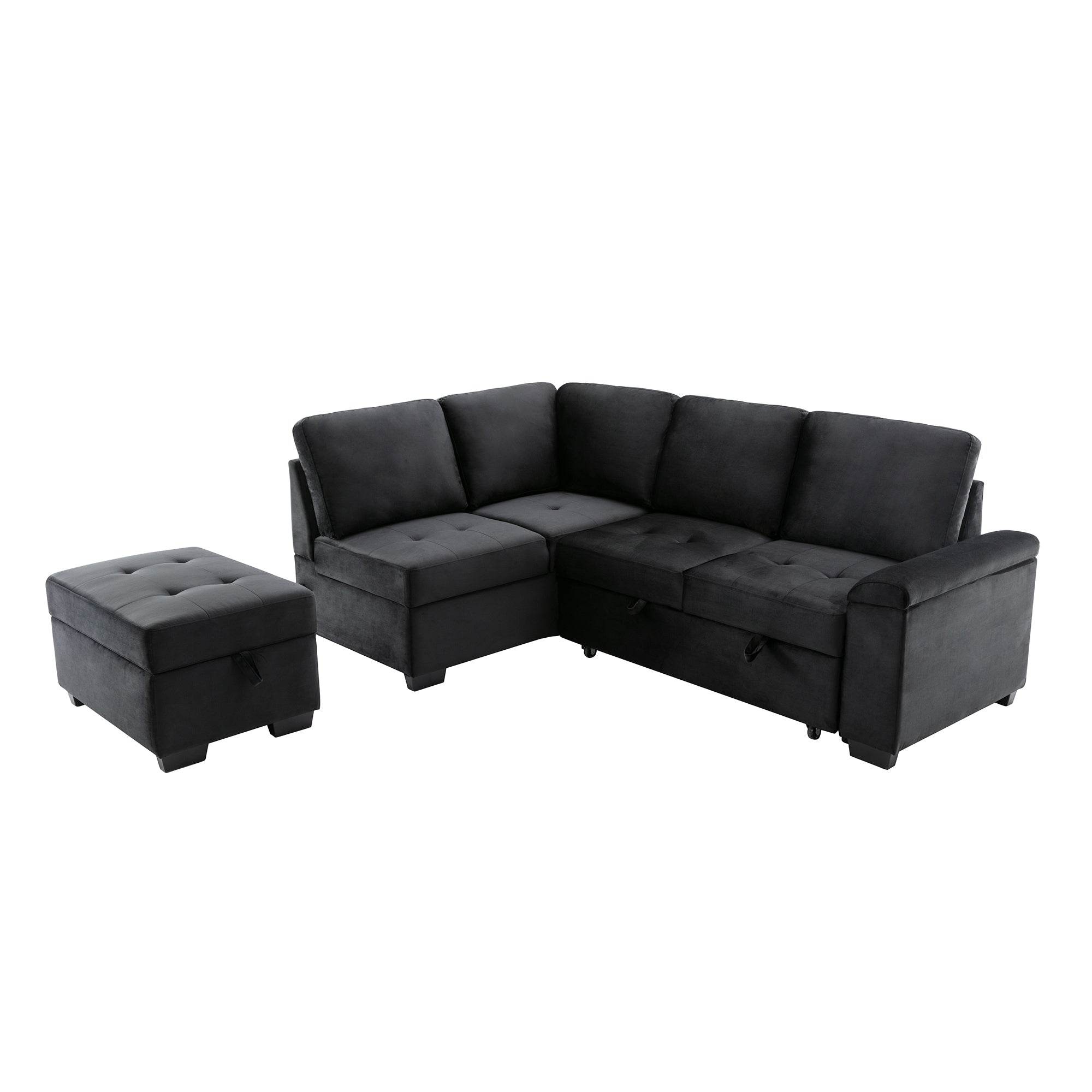 Orisfur. 86" Sleeper Sectional Sofa, L-Shape Corner Couch Sofa-Bed with Storage Ottoman & Hidden Arm Storage for Living Room Apartment - Atlantic Fine Furniture Inc