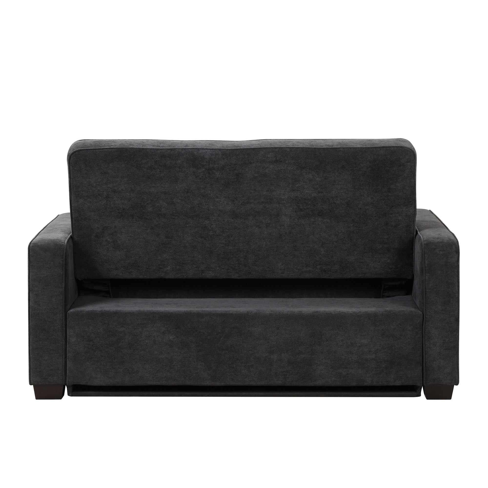 Linen Upholstered Sleeper Bed , Pull Out Sofa Bed Couch attached two throw pillows,Dual USB Charging Port and Adjustable Backrest for Living Room Space,Black - Atlantic Fine Furniture Inc