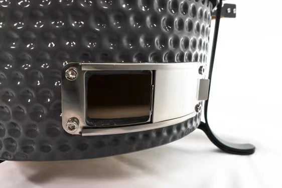 TOOPO 15 Inch Mini Kamado Grill Garden Ceramic Grills BBQ Smoker without Side Table-METTE BLACK - Atlantic Fine Furniture Inc