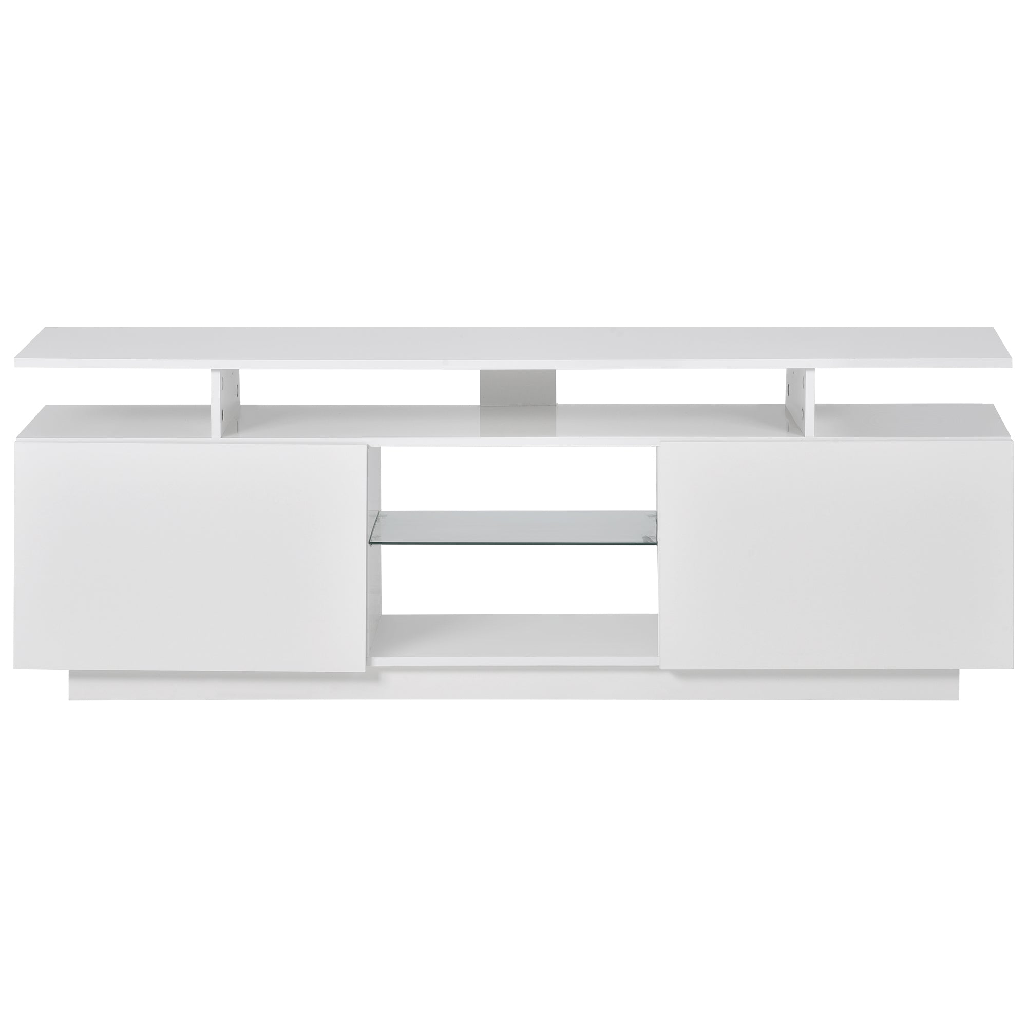 ON-TREND Modern TV Stand for TVs up to 65inches with LED lights, 16 Colors, for Livingroom, Bedroom, White (OLD SKU: WF280706AAK) - Atlantic Fine Furniture Inc