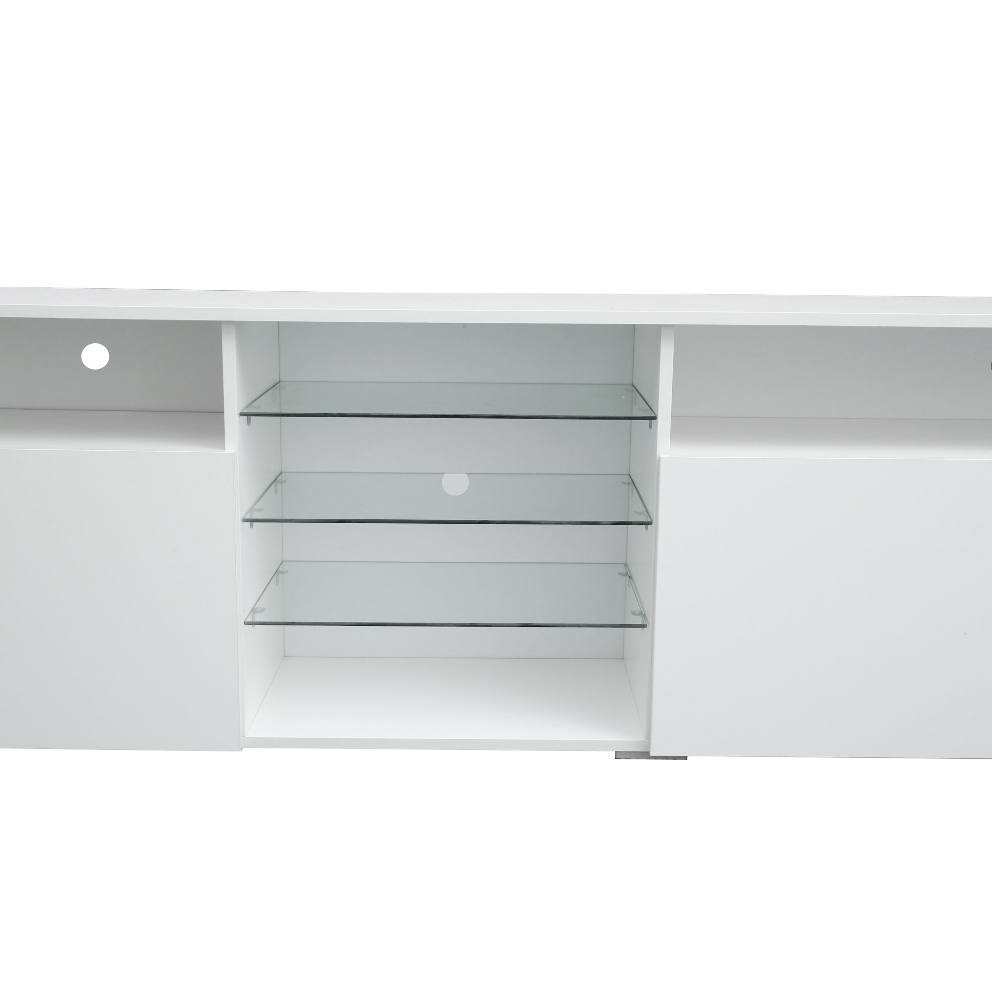 TV Stand High Gloss Doors Modern TV Stand LED (White) - Atlantic Fine Furniture Inc