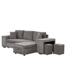 Orisfur. 104" L-Shape 3 Seat Reversible Sectional Couch, Pull Out Sleeper Sofa with Storage Chaise and 2 Stools for Living Room Furniture Set - Atlantic Fine Furniture Inc