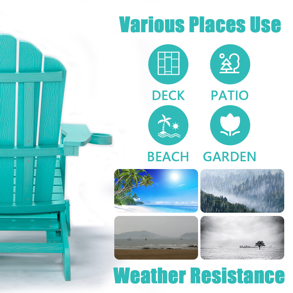 TALE Folding Adirondack Chair with Pullout Ottoman with Cup Holder, Oversized, Poly Lumber, for Patio Deck Garden, Backyard Furniture, Easy to Install,GREEN. Banned from selling on Amazon - Atlantic Fine Furniture Inc