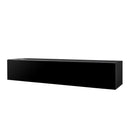 ON-TREND 4-Piece Wall Mount Floating TV Stand with See-through Media Storage Cabinet, Modern High Gloss Entertainment Center up to 70+ Inch TV, RGB Lights for Living Room, Home Theater, Black - Atlantic Fine Furniture Inc