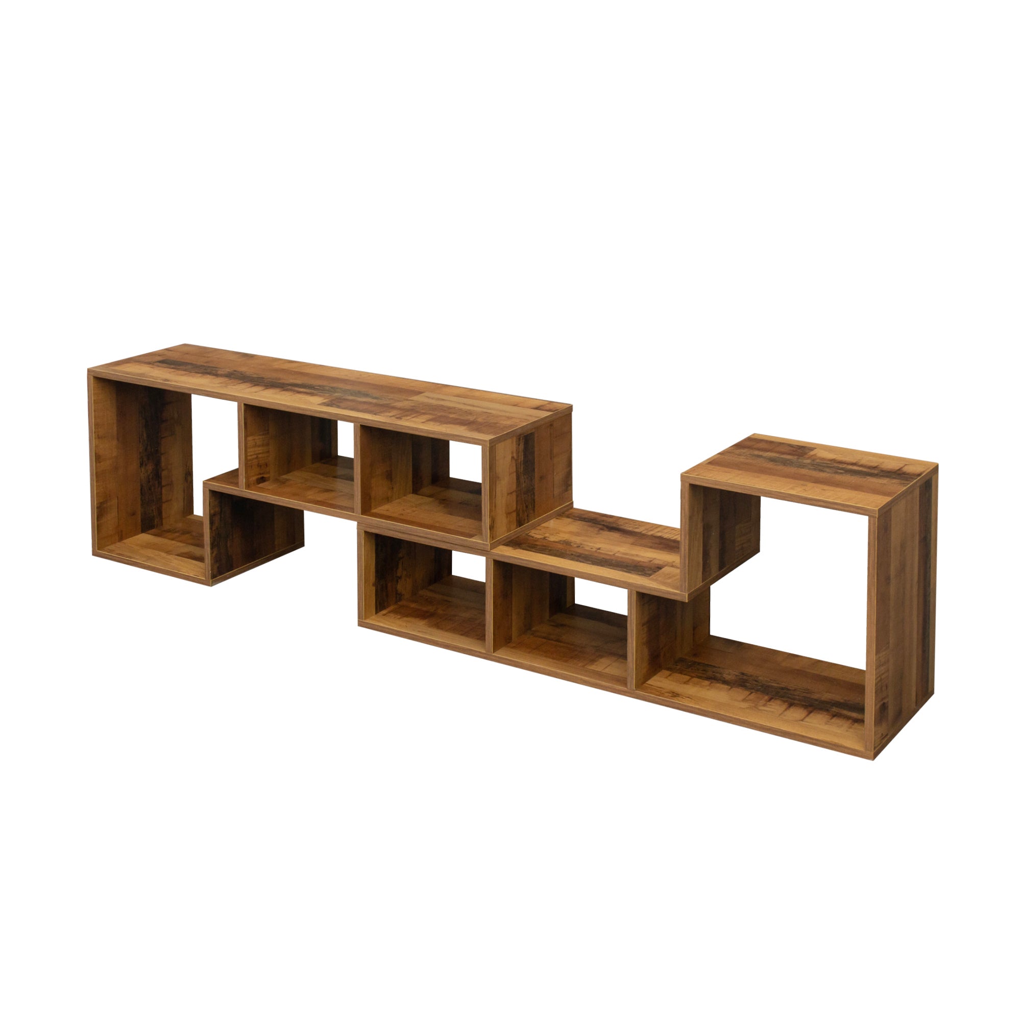 Double L-Shaped Oak TV Stand,Display Shelf ,Bookcase for Home Furniture,Fir Wood - Atlantic Fine Furniture Inc