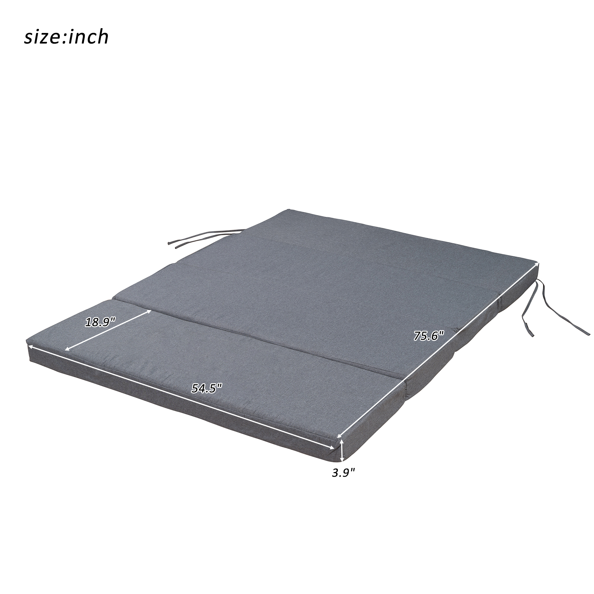 Full Size Folding Mattress,Tri-fold,Washable Linen Cover,Straps,Bonded Foam,Gray(Adapted to LP000072) - Atlantic Fine Furniture Inc