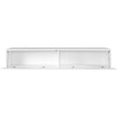 ON-TREND 4-Piece Wall Mount Floating TV Stand with See-through Media Storage Cabinet, Modern High Gloss Entertainment Center up to 70+ Inch TV, RGB Lights for Living Room, Home Theater, White - Atlantic Fine Furniture Inc