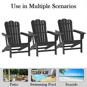 Resistant Adirondack Chair for Patio Deck Garden Fire Pit Chair,
Composite Adirondack Chair, Black,1 piece. - Atlantic Fine Furniture Inc