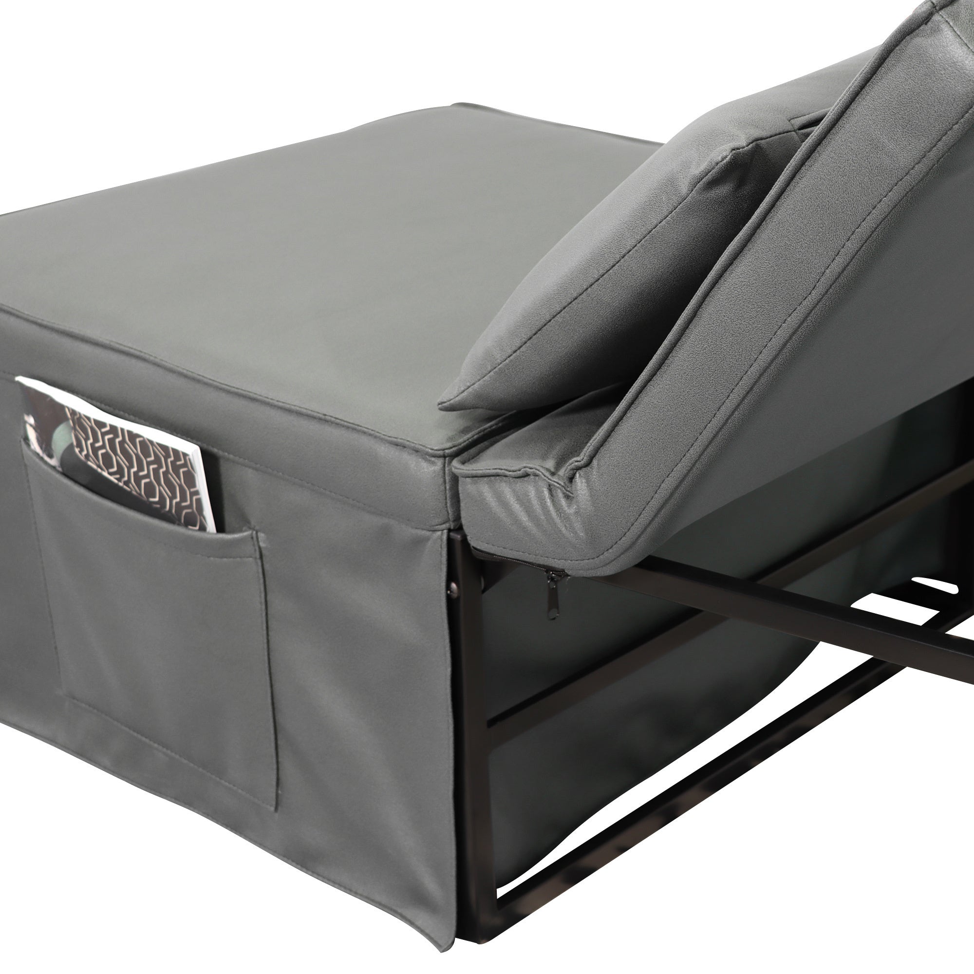 Sofa Bed 4 in 1 Ottoman Sleeper Bed Convertible Chair Bed with Adjustable Back Breathable Sleeper Guest Bed for Small Room, Grey - Atlantic Fine Furniture Inc