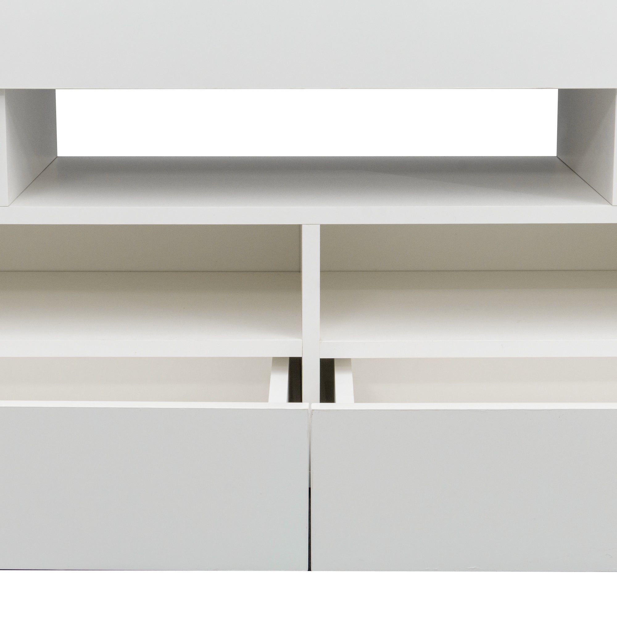 Living Room Furniture TV Stand Cabinet with 2 Drawers & 2 open shelves,20-color RGB LED lights with remote,White - Atlantic Fine Furniture Inc