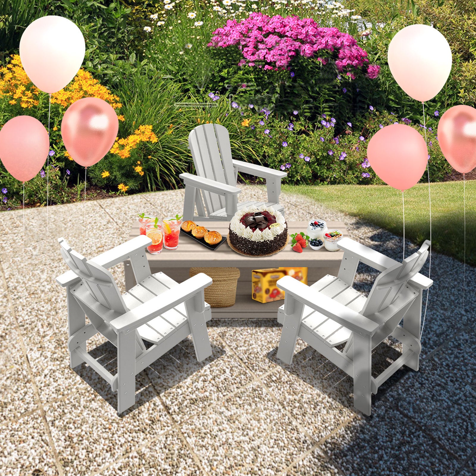 Small Size Adirondack Chair, Plastic Adirondack Chair Fire Pit Chair, Plastic Adirondack Chair, Weather Resistant, White,1 piece - Atlantic Fine Furniture Inc