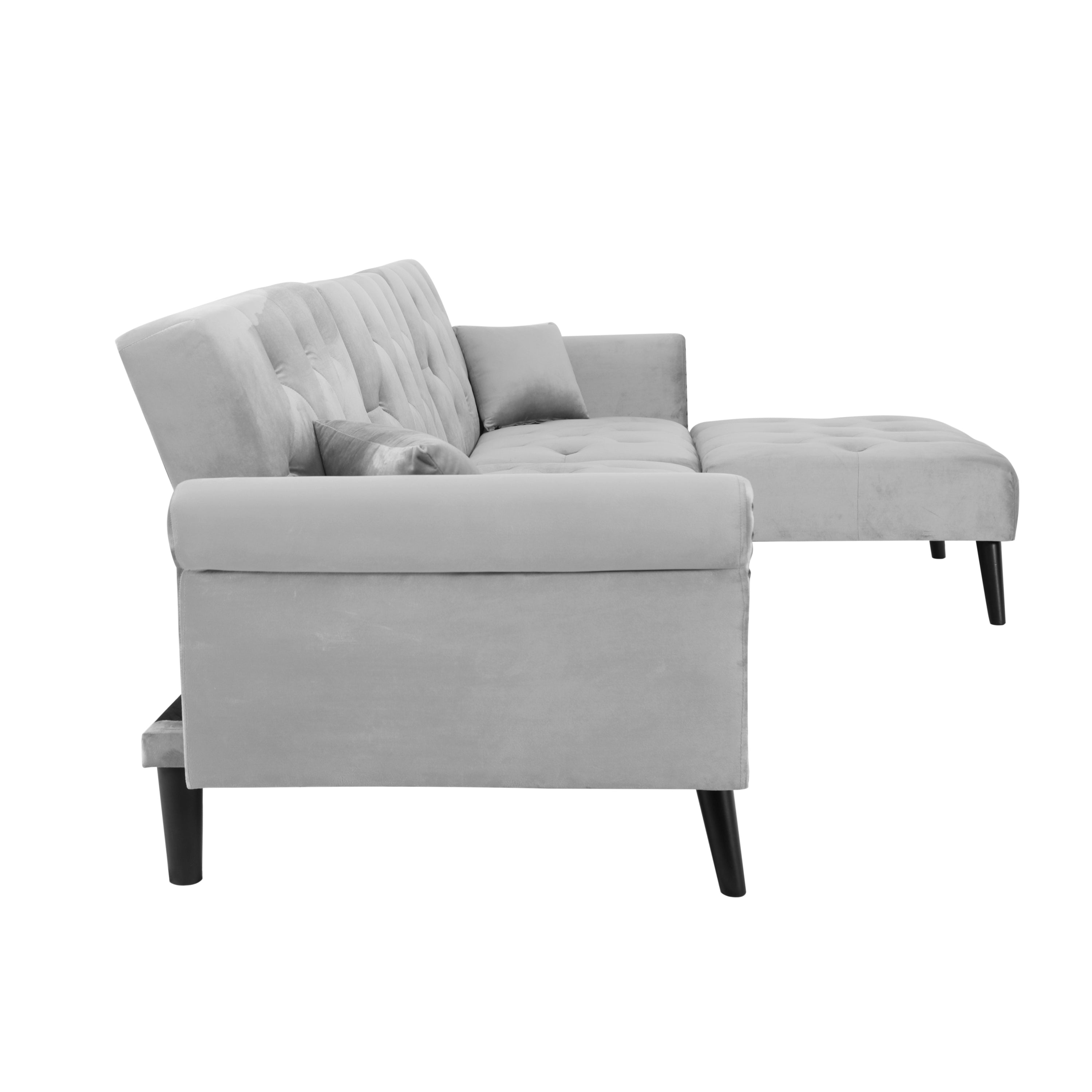 Convertible Sofa bed sleeper light grey velvet - Atlantic Fine Furniture Inc