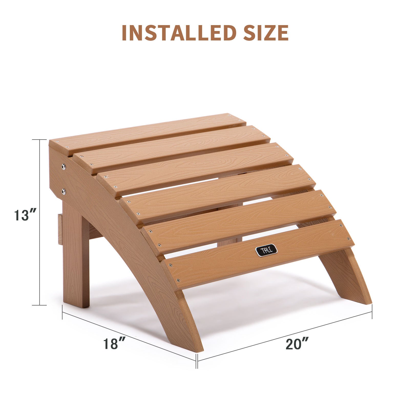 TALE Adirondack Ottoman Footstool All-Weather and Fade-Resistant Plastic Wood for Lawn Outdoor Patio Deck Garden Porch Lawn Furniture Brown - Atlantic Fine Furniture Inc
