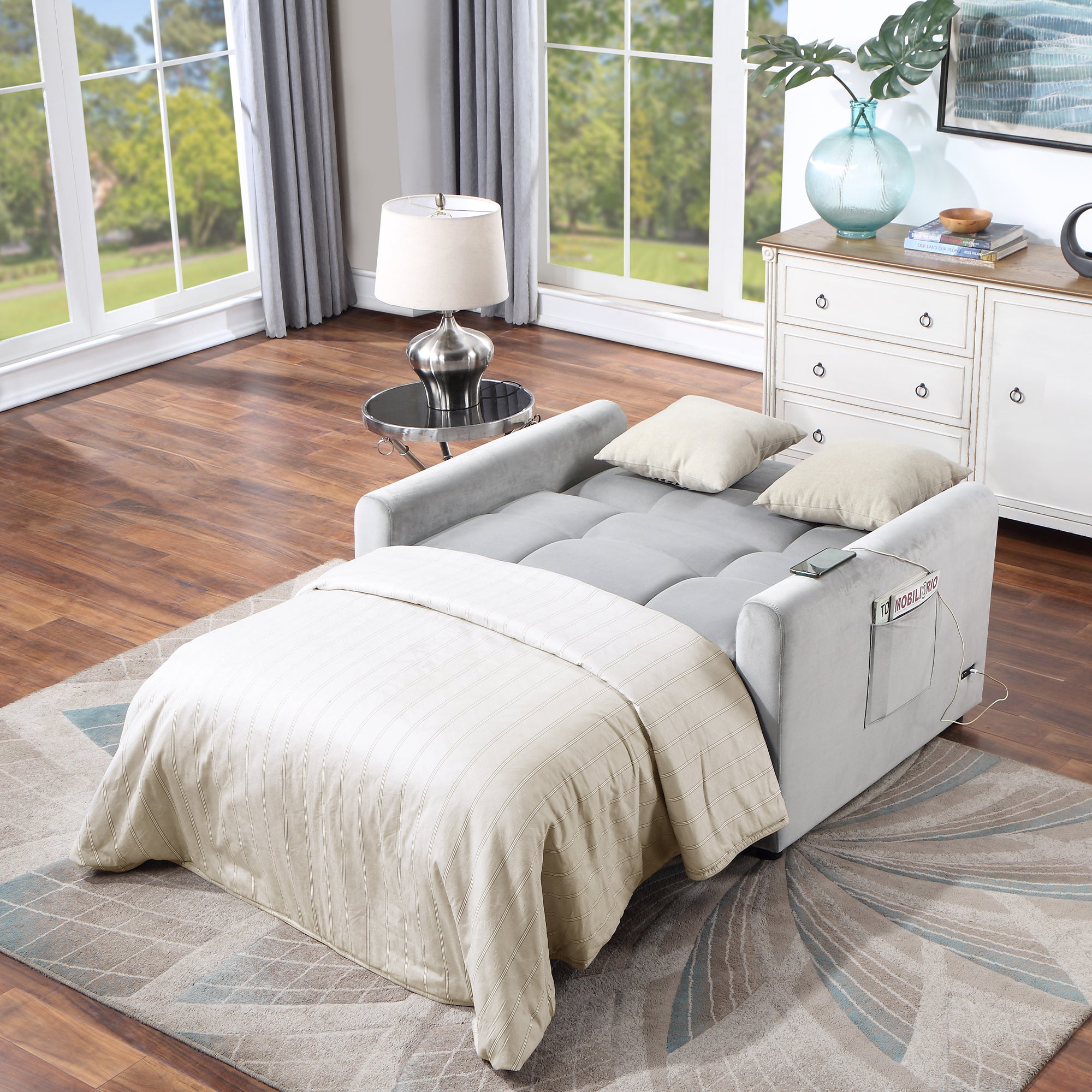 Orisfur. 50" Convertible Sleeper Bed, Adjustable Oversized Armchair with Dual USB Ports for Small Space - Atlantic Fine Furniture Inc