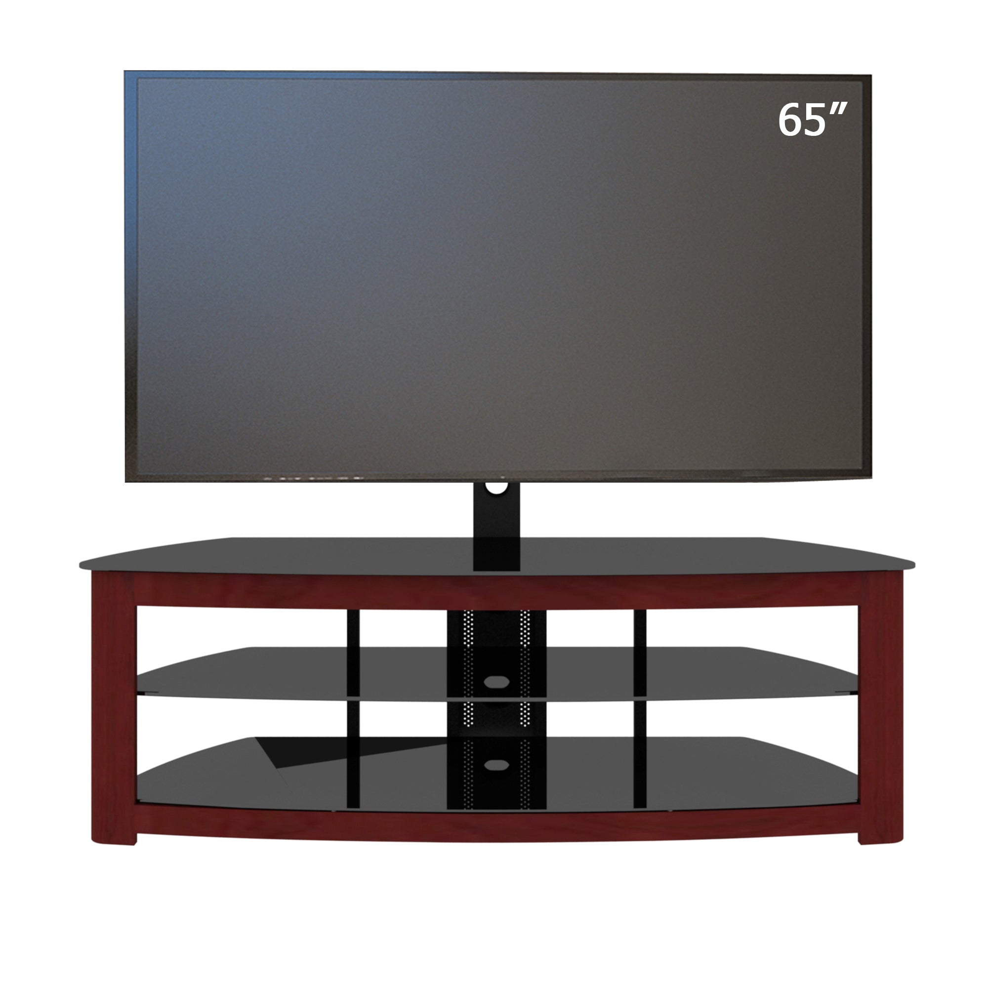 Walnut TV Stand with 2 Tier Storage Space Fits TV Up To 65 in - Atlantic Fine Furniture Inc