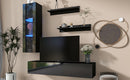 ON-TREND 4-Piece Wall Mount Floating TV Stand with See-through Media Storage Cabinet, Modern High Gloss Entertainment Center up to 70+ Inch TV, RGB Lights for Living Room, Home Theater, Black - Atlantic Fine Furniture Inc