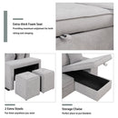 Orisfur. 104" Pull Out Sleeper Sofa Reversible L-Shape 3 Seat Sectional Couch with Storage Chaise and 2 Stools for Living Room Furniture Set - Atlantic Fine Furniture Inc