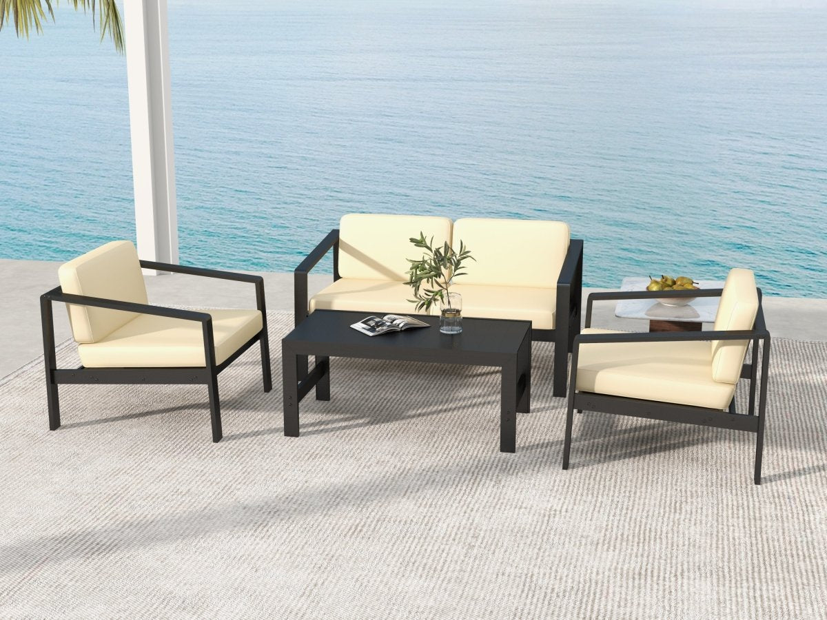 4 piece Outdoor Furniture Set With Outdoor Waterproof Sofa Coffee Table for Restaurant, Outdoor courtyard, Garden, Open-air balcony, Poolside - Atlantic Fine Furniture Inc