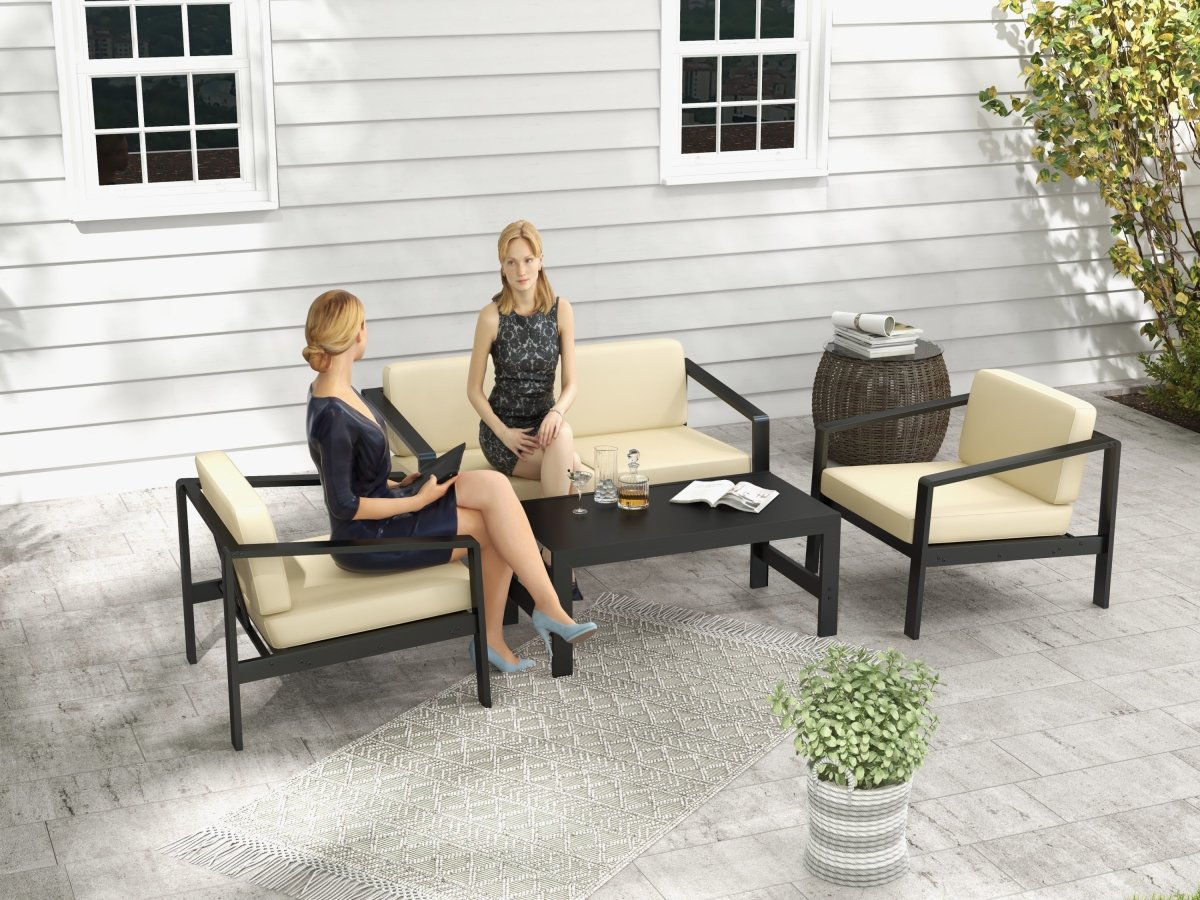 4 piece Outdoor Furniture Set With Outdoor Waterproof Sofa Coffee Table for Restaurant, Outdoor courtyard, Garden, Open-air balcony, Poolside - Atlantic Fine Furniture Inc