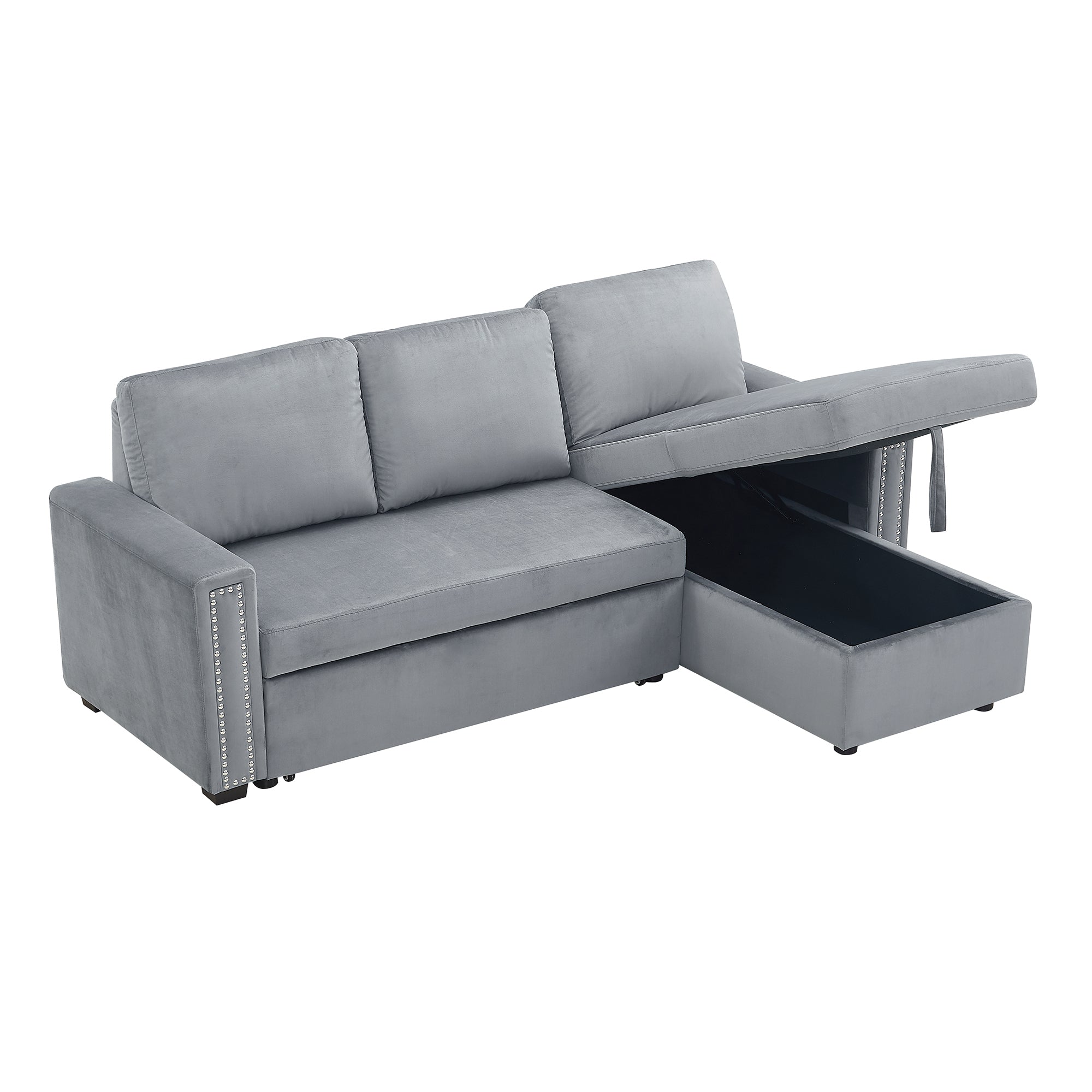 Orisfur. 83" Pull Out Sleeper Sofa Reversible L-Shape 3 Seat Sectional Couch with Storage Chaise for Living Room Furniture Set (Old SKU: SG000408AAA) - Atlantic Fine Furniture Inc