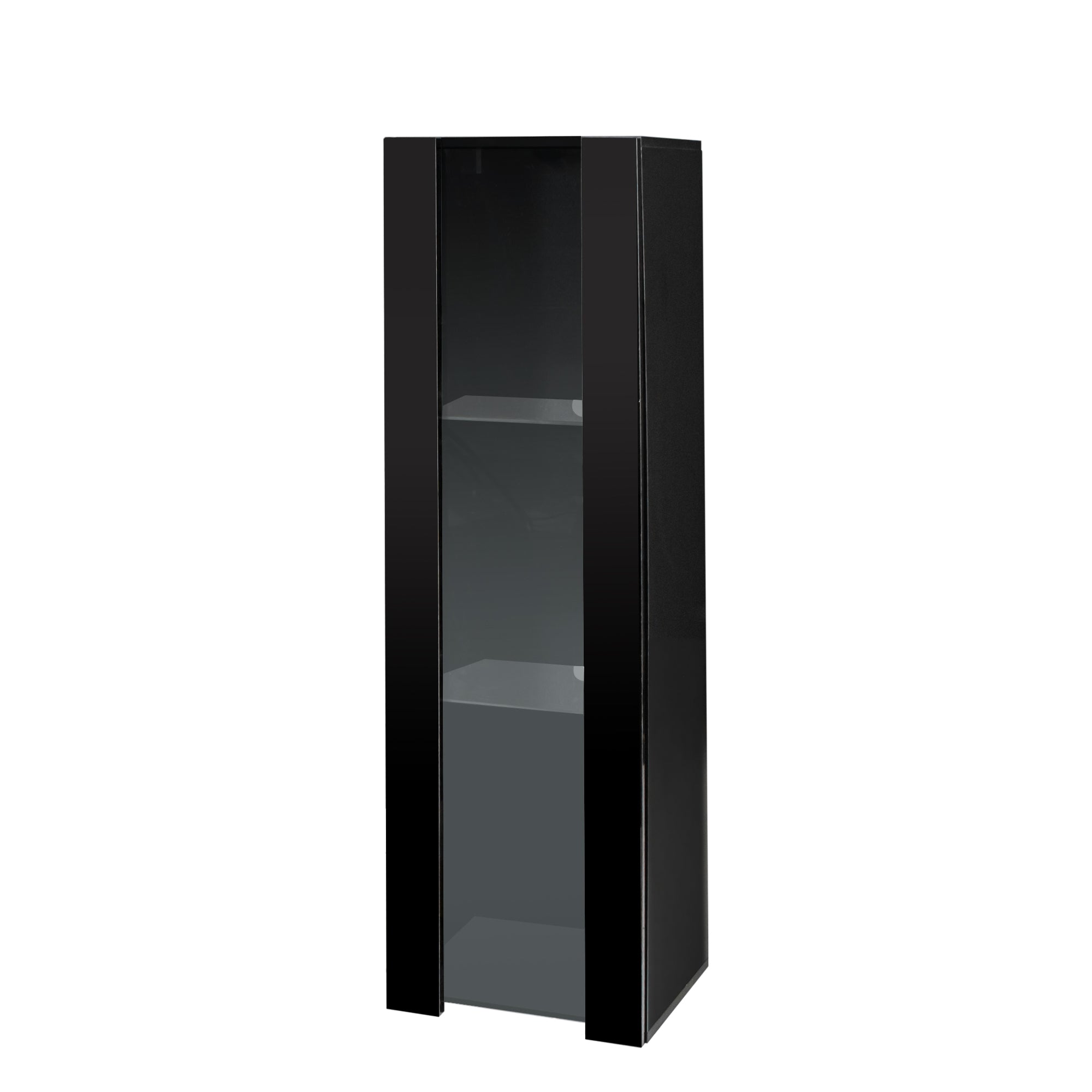 ON-TREND 4-Piece Wall Mount Floating TV Stand with See-through Media Storage Cabinet, Modern High Gloss Entertainment Center up to 70+ Inch TV, RGB Lights for Living Room, Home Theater, Black - Atlantic Fine Furniture Inc