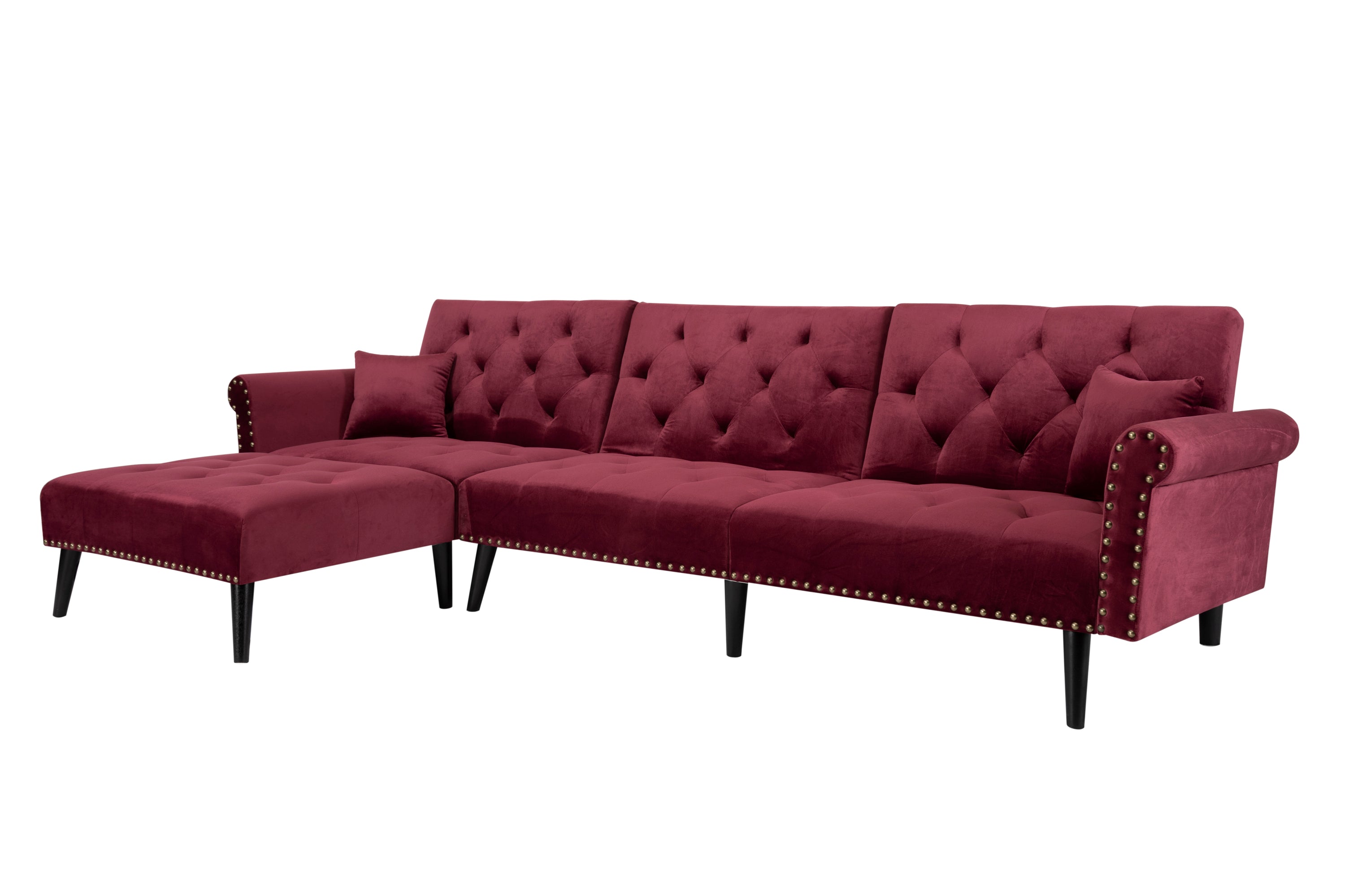 Convertible Sofa bed sleeper red velvet(W223S00006、W223S00458、W223S00873) - Atlantic Fine Furniture Inc