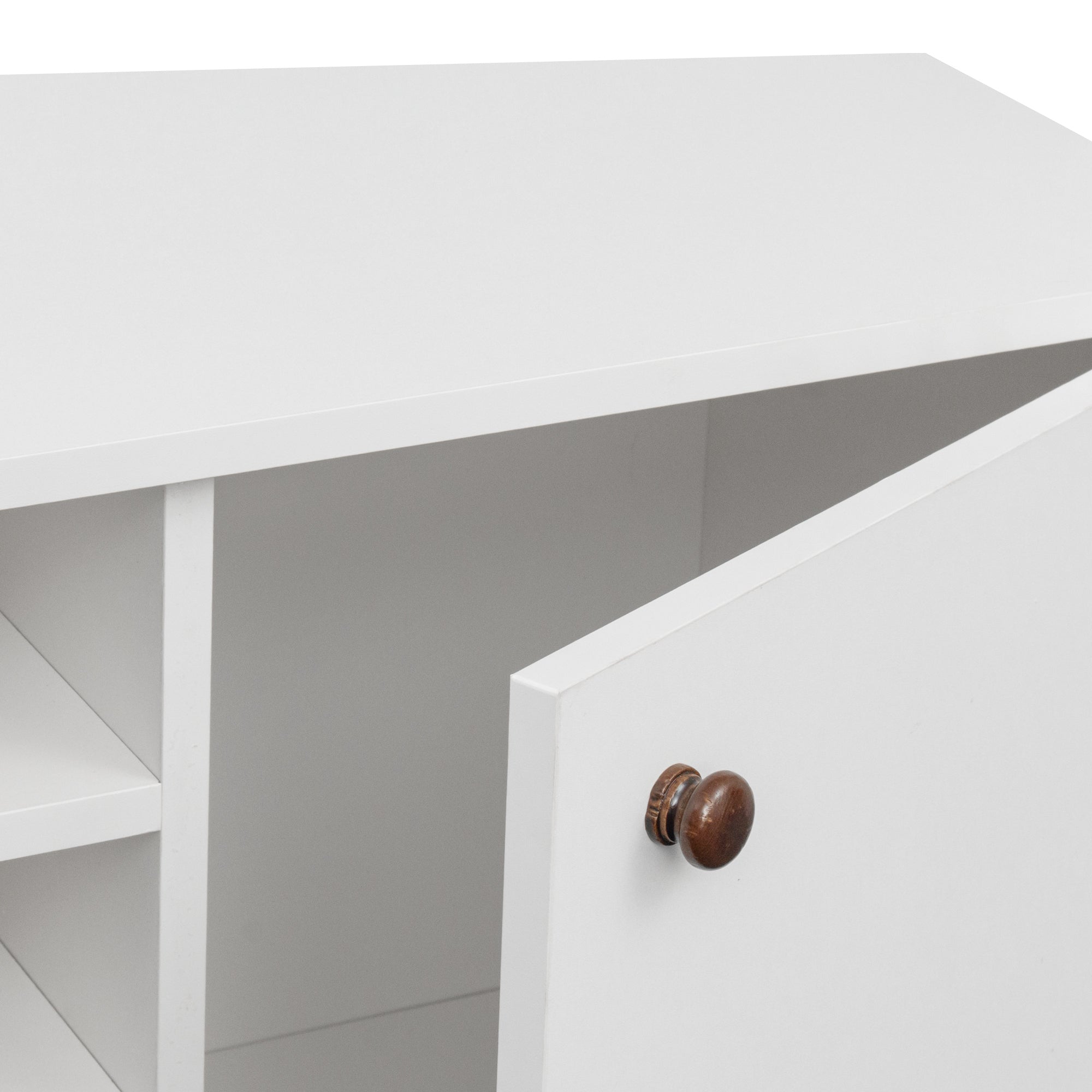 TV Stand Use in Living Room Furniture with 1 storage and 2 shelves Cabinet, high quality particle board,White - Atlantic Fine Furniture Inc