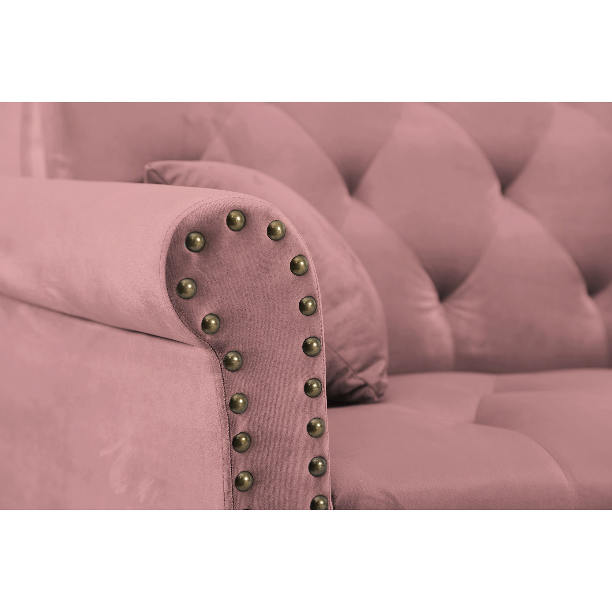 Convertible Sofa bed sleeper Pink velvet (same asW223S00710。Size difference, See Details in page.) - Atlantic Fine Furniture Inc