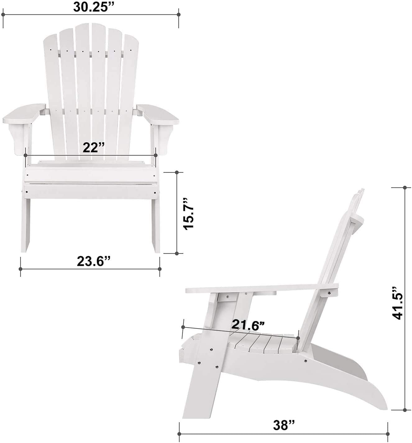 Polystyrene Adirondack Chair - White - Atlantic Fine Furniture Inc