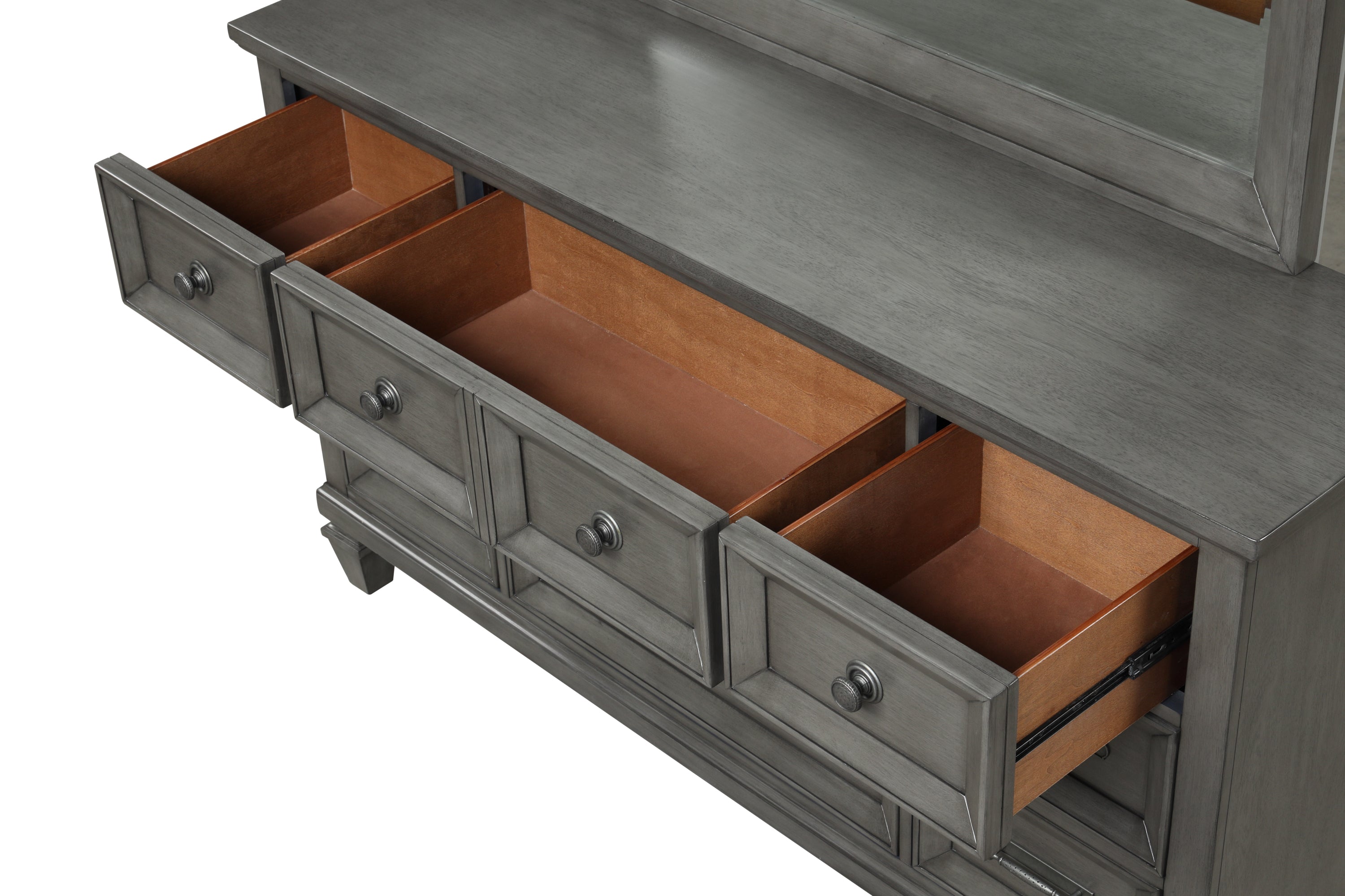 Hamilton King 4 Piece Storage Bedroom Set in Gray made with Engineered Wood - Atlantic Fine Furniture Inc