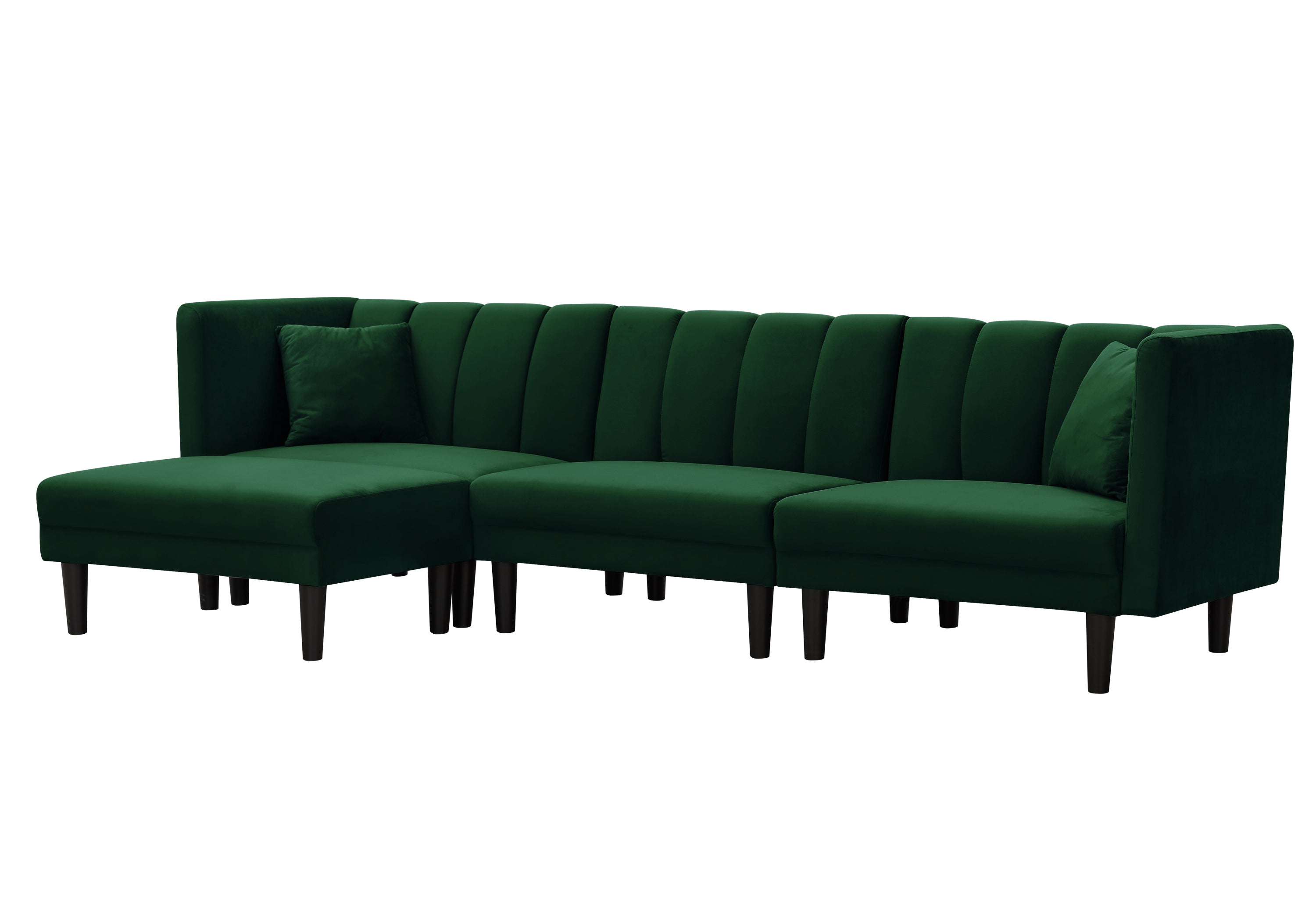 REVERSIBLE SECTIONAL SOFA SLEEPER WITH 2 PILLOWS DARK GREEN VELVET(W223S00093) - Atlantic Fine Furniture Inc
