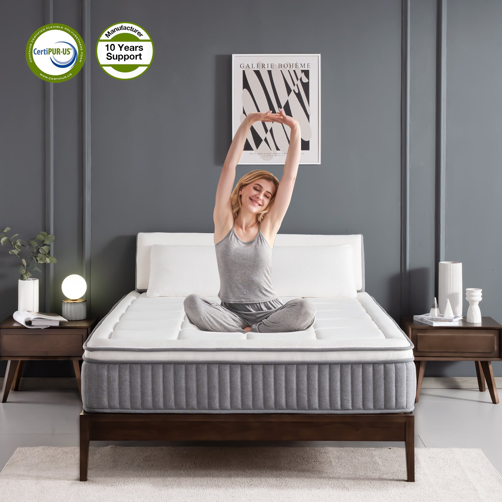 Queen Mattress,12 Inch Euro Top Hybrid Mattress, Gel Memory Foam with Pocket Spring Mattress in a Box for Cool Sleep and Balance Support, Medium Feel Mattress, CertiPUR-US Certified - Atlantic Fine Furniture Inc