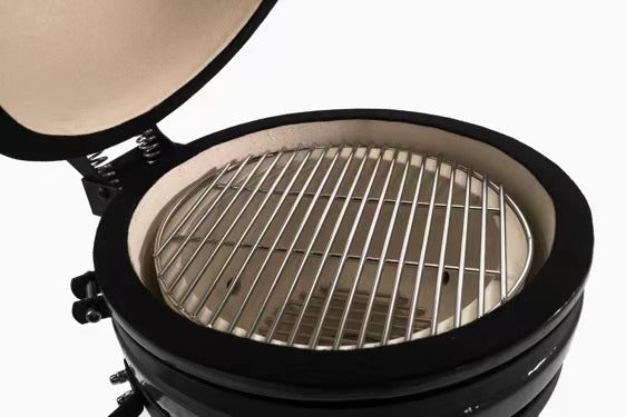 TOOPO 15 Inch Mini Kamado Grill Garden Ceramic Grills BBQ Smoker without Side Table-METTE BLACK - Atlantic Fine Furniture Inc