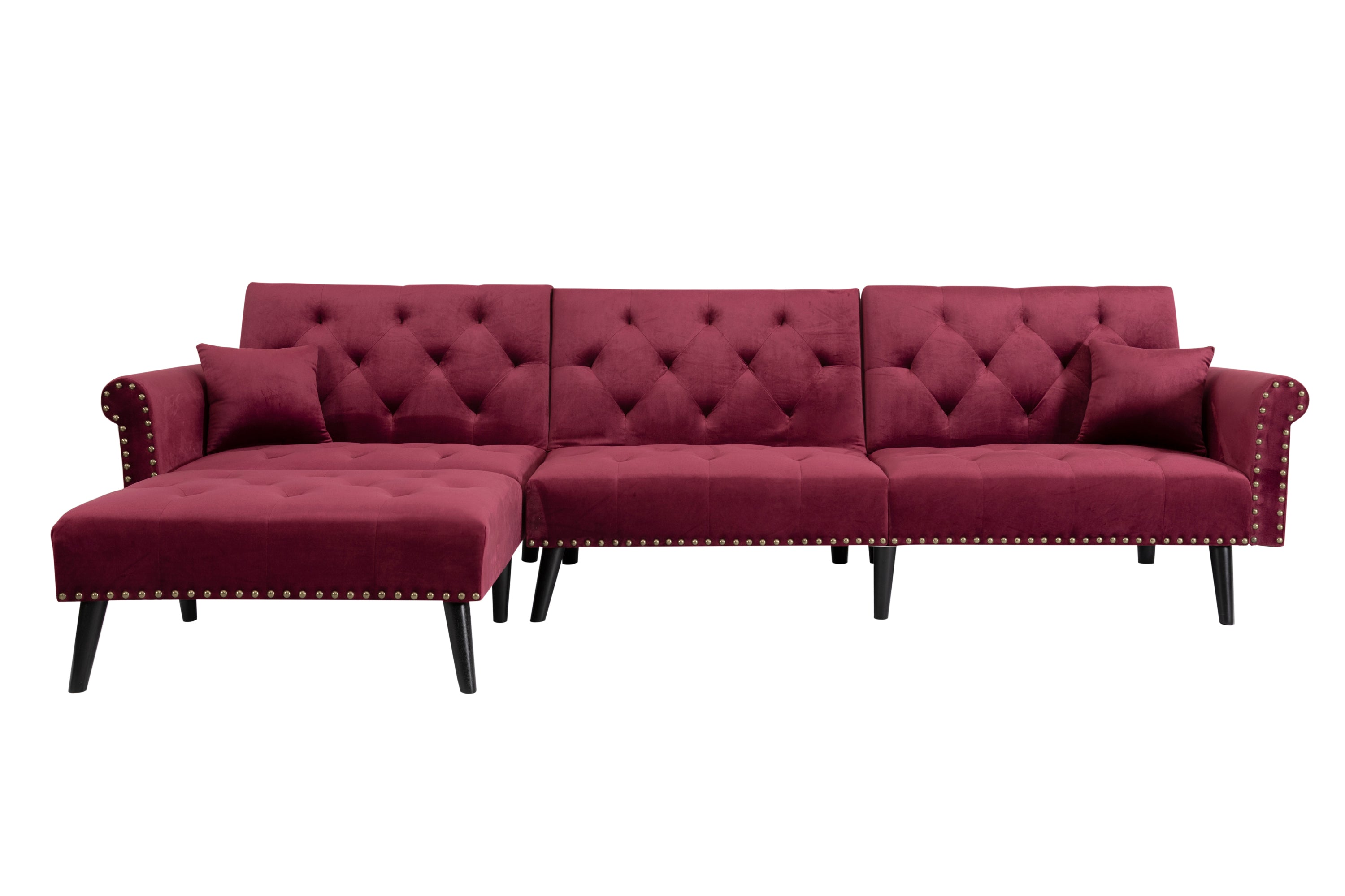 Convertible Sofa bed sleeper red velvet(W223S00006、W223S00712、W223S00458) - Atlantic Fine Furniture Inc