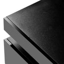On-Trend TV Stand with 4 Open Shelves, Modern High Gloss Entertainment Center for 75 Inch TV, Universal TV Storage Cabinet with 16-color RGB LED Color Changing Lights, Black - Atlantic Fine Furniture Inc
