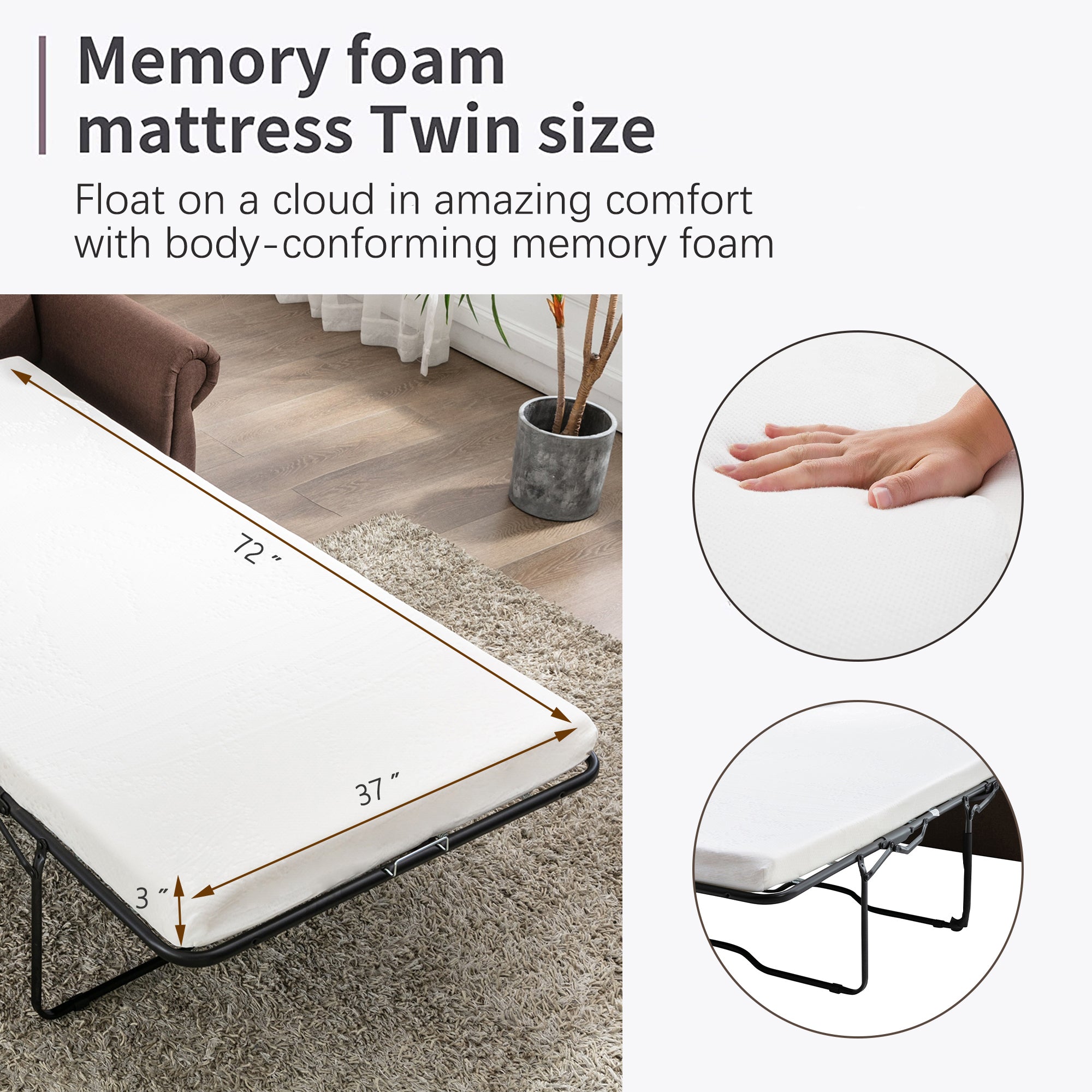 Orisfur Pull Out Sofa Bed Loveseat Sleeper with Twin Size Memory Mattress for Living Room Spaces - Atlantic Fine Furniture Inc