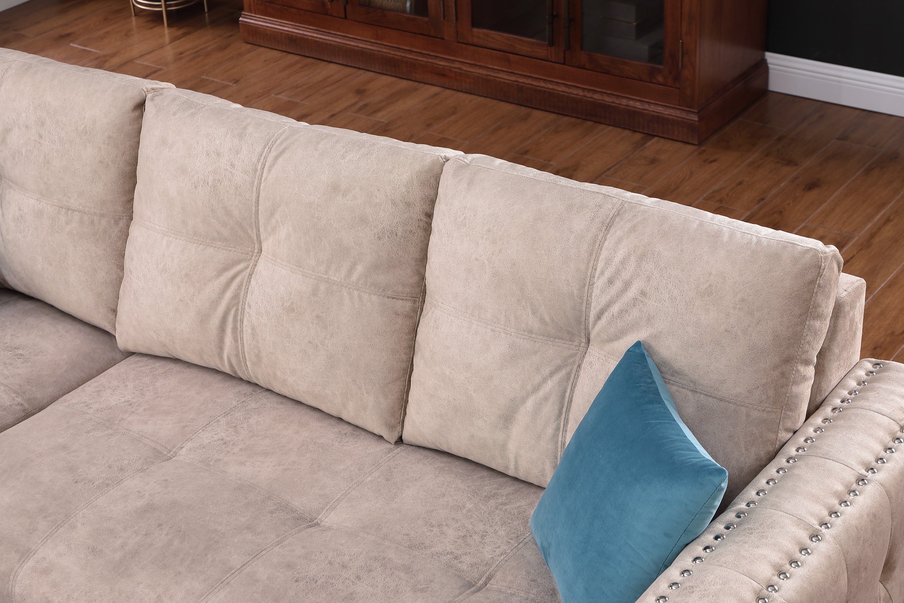 Reversible Sleeper Sectional Storage Sofa Bed,Corner Sofa-Bed With Storage,3 Seat Both Left Handed And Right Handed, Nailheaded - Atlantic Fine Furniture Inc