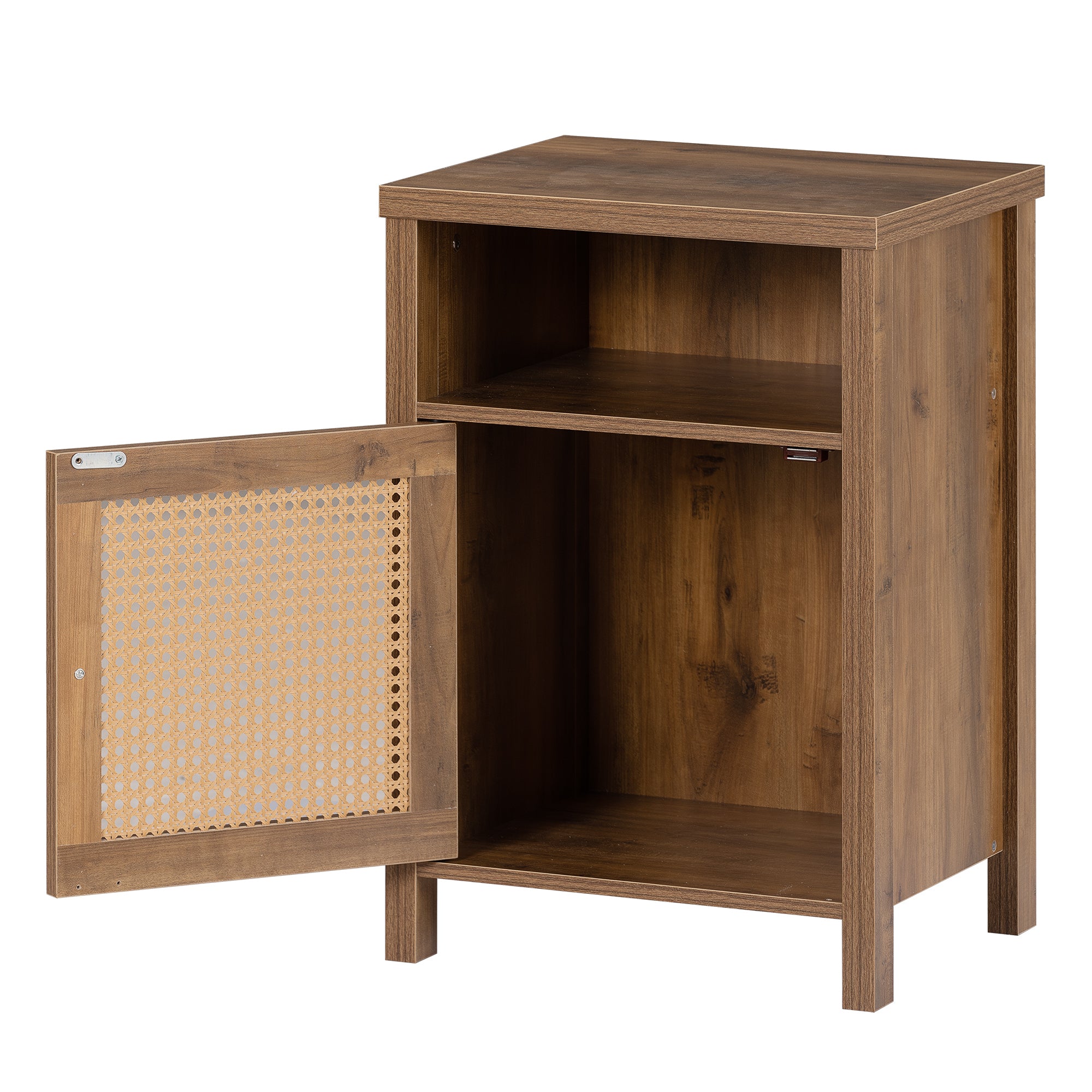 bedside cupboard,Bedside table, drawer cabinet, single door side cabinet, rattan cabinet door, yellow - Atlantic Fine Furniture Inc