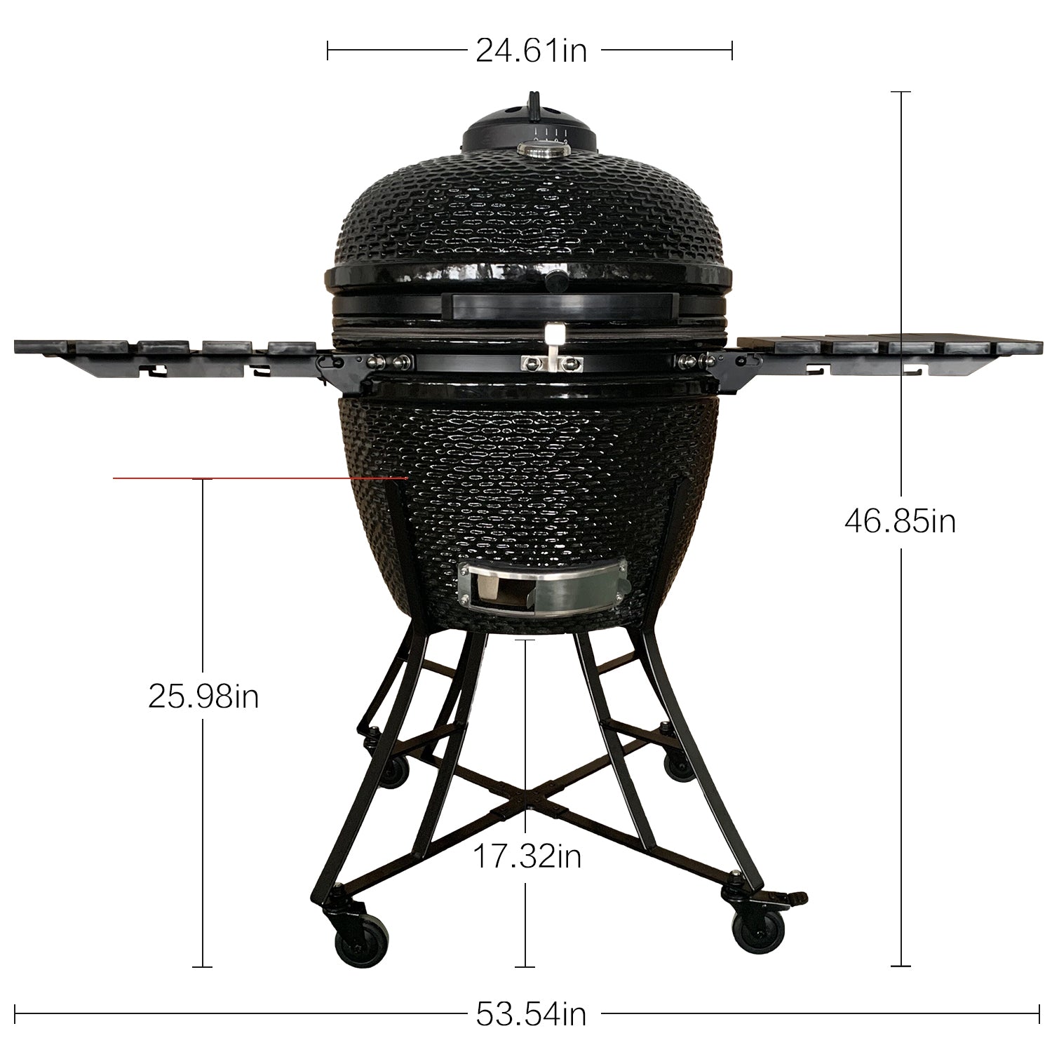 The spot/TOOPO 24inch Barbecue Charcoal Grill, Ceramic Kamado Grill with Side Table, Suitable for Camping and Picnic,Black - Atlantic Fine Furniture Inc