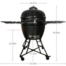 The spot/TOOPO 24inch Barbecue Charcoal Grill, Ceramic Kamado Grill with Side Table, Suitable for Camping and Picnic,Black - Atlantic Fine Furniture Inc